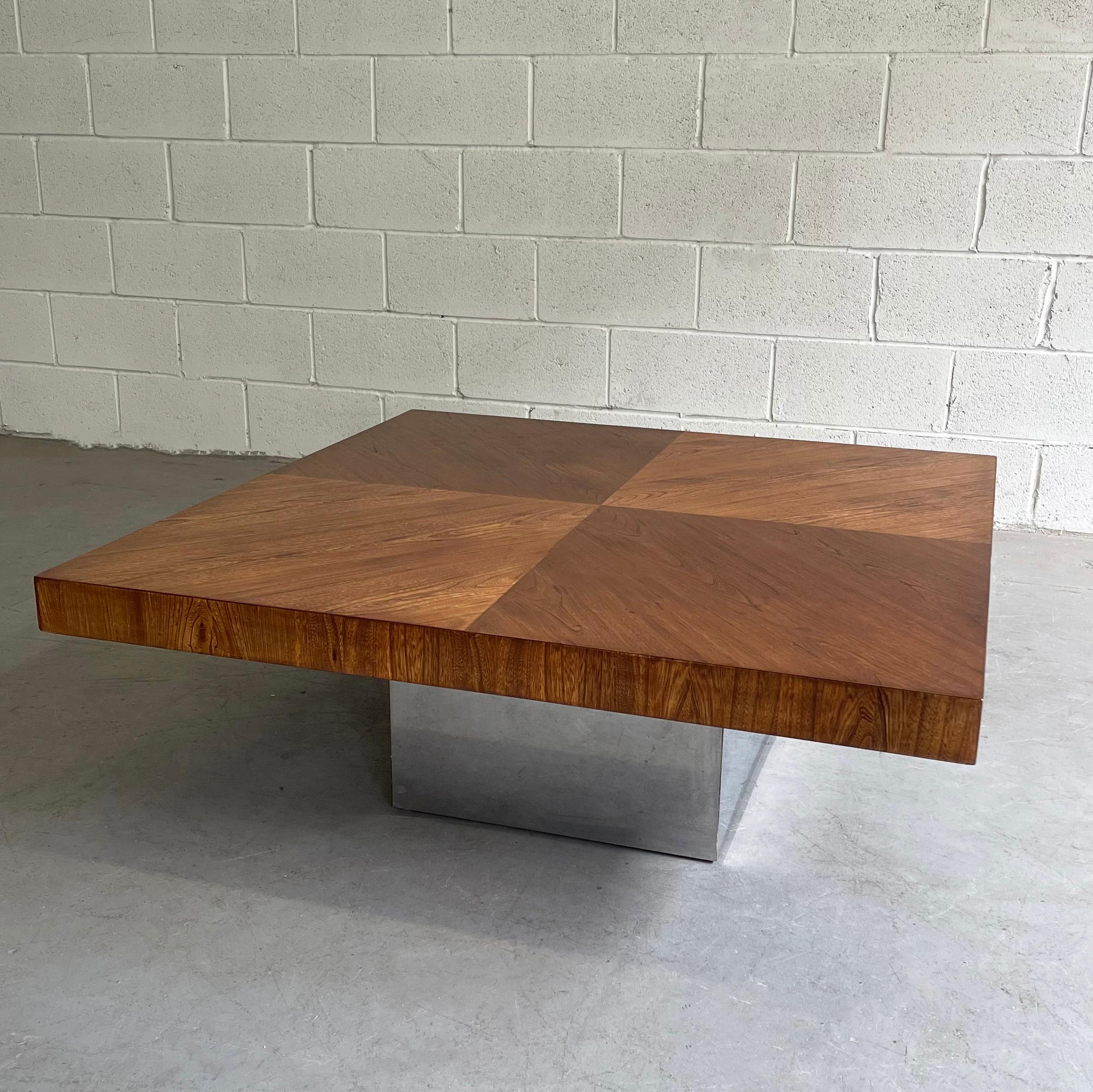 Mid-Century Modern Walnut and Chrome Coffee Table by Milo Baughman for Thayer Coggin