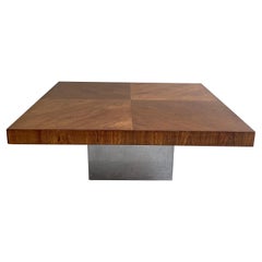 Walnut and Chrome Coffee Table by Milo Baughman for Thayer Coggin
