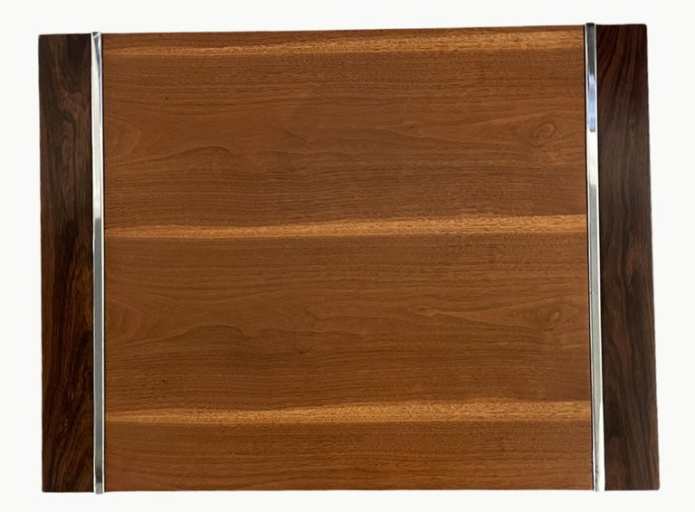 Walnut and Chrome Side Table by Lane Furniture For Sale at 1stDibs