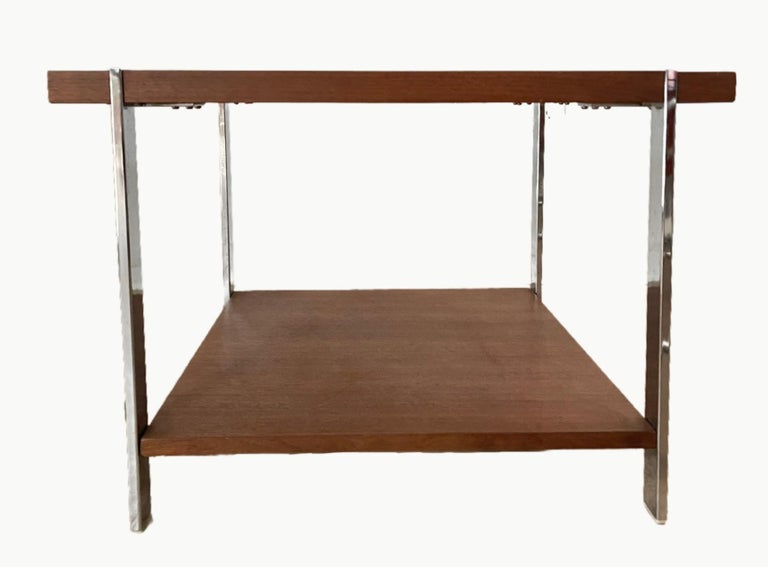 Walnut and Chrome Side Table by Lane Furniture For Sale at 1stDibs