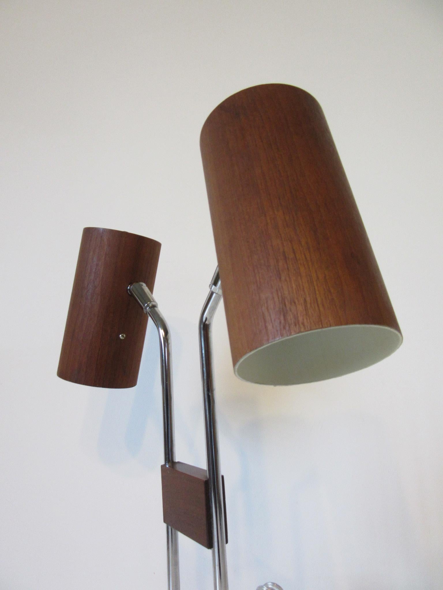 Mid-Century Modern Walnut and Chrome Table Lamp by George Kovacs