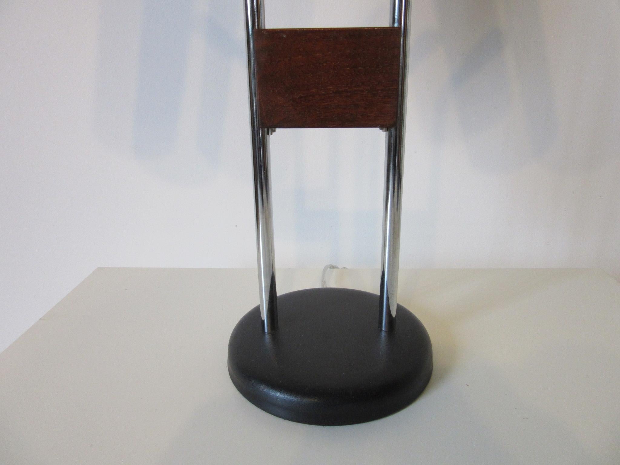 Walnut and Chrome Table Lamp by George Kovacs In Excellent Condition In Cincinnati, OH