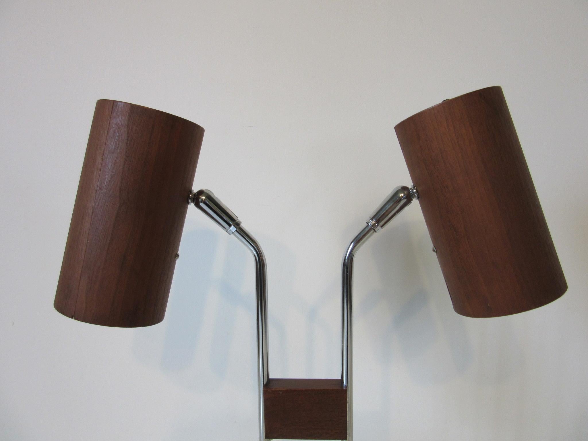 20th Century Walnut and Chrome Table Lamp by George Kovacs