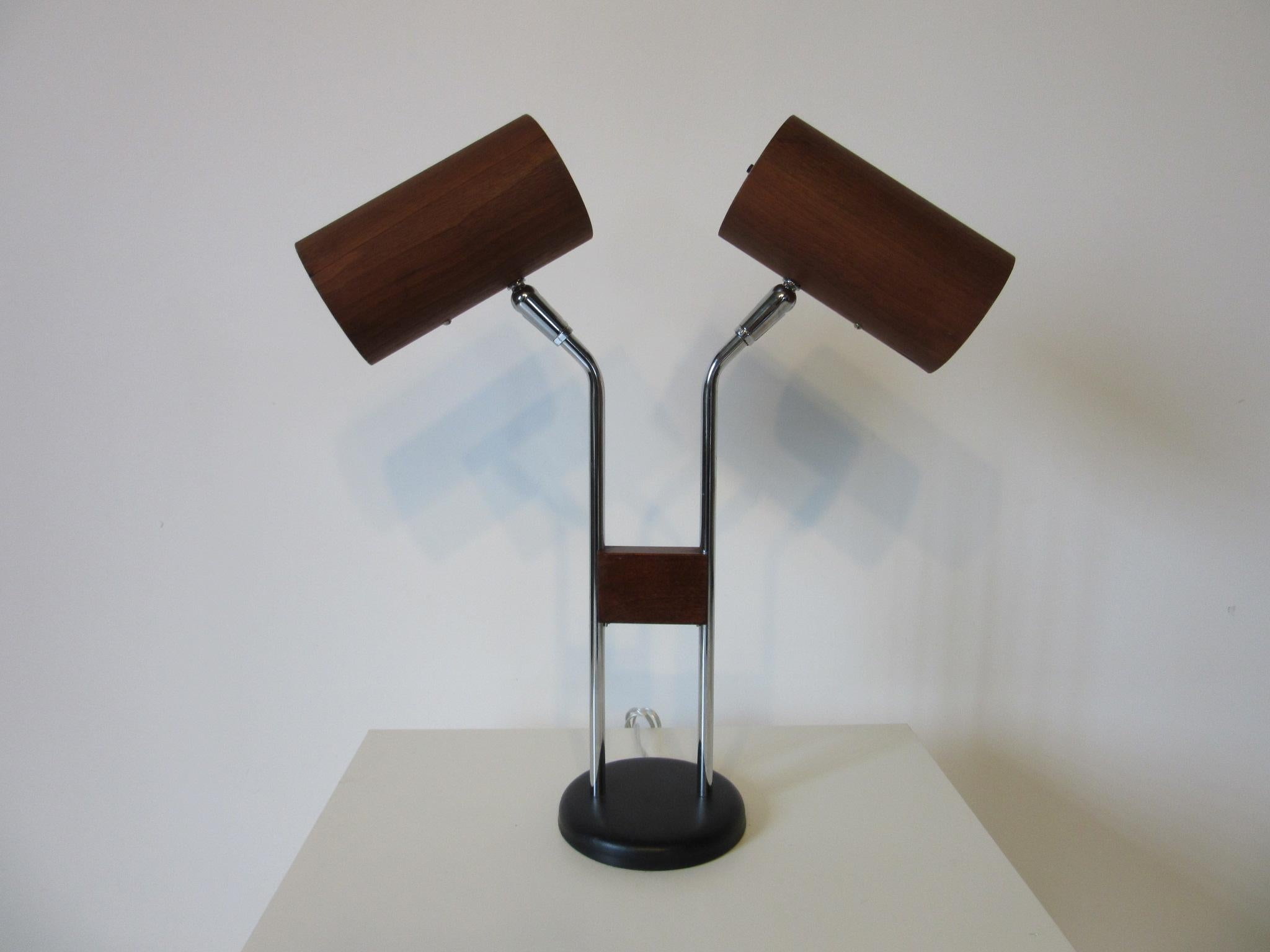 Walnut and Chrome Table Lamp by George Kovacs 1
