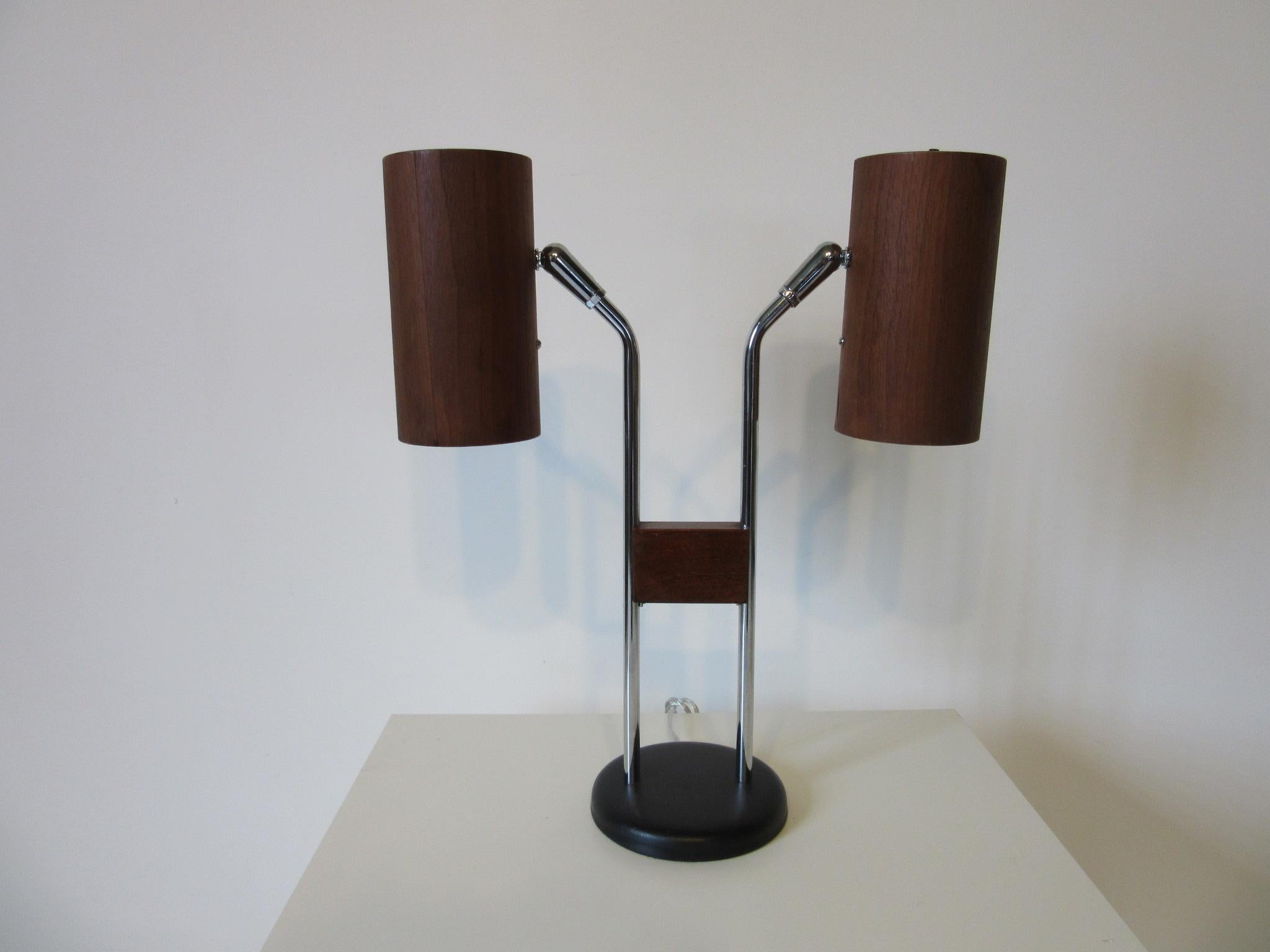 Walnut and Chrome Table Lamp by George Kovacs 2