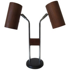 Walnut and Chrome Table Lamp by George Kovacs