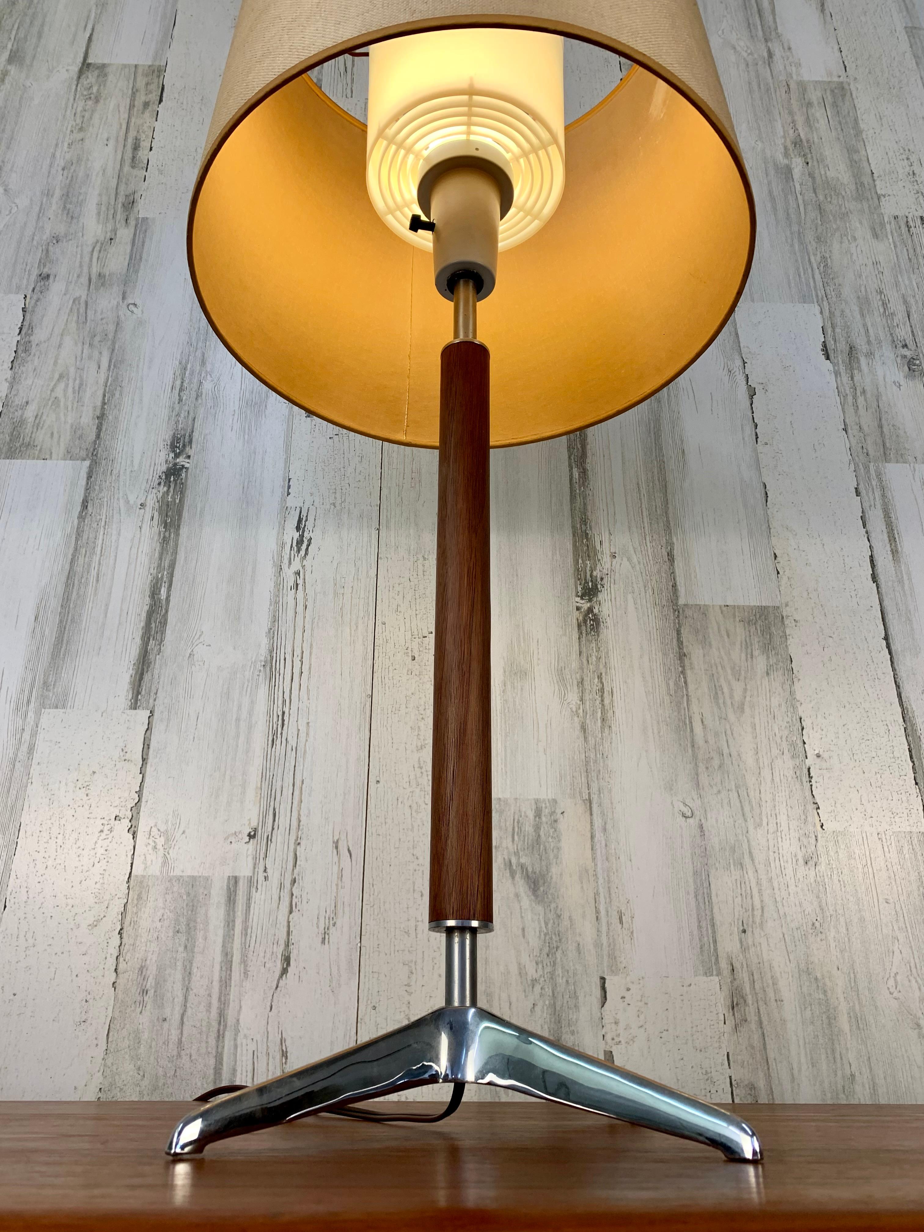 Walnut and Chrome Table Lamp by Gerald Thurston For Sale 3