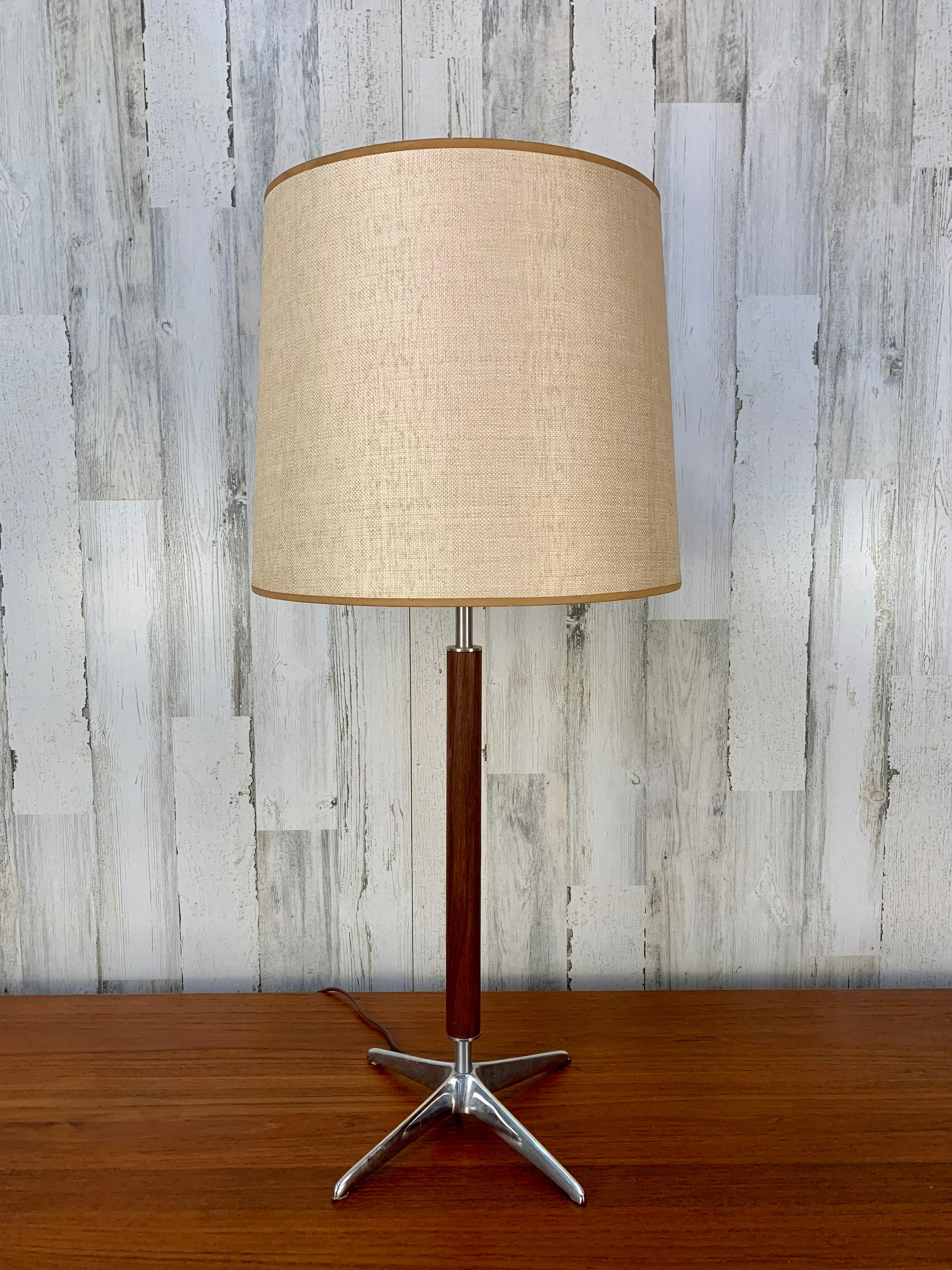 Walnut and Chrome Table Lamp by Gerald Thurston For Sale 5