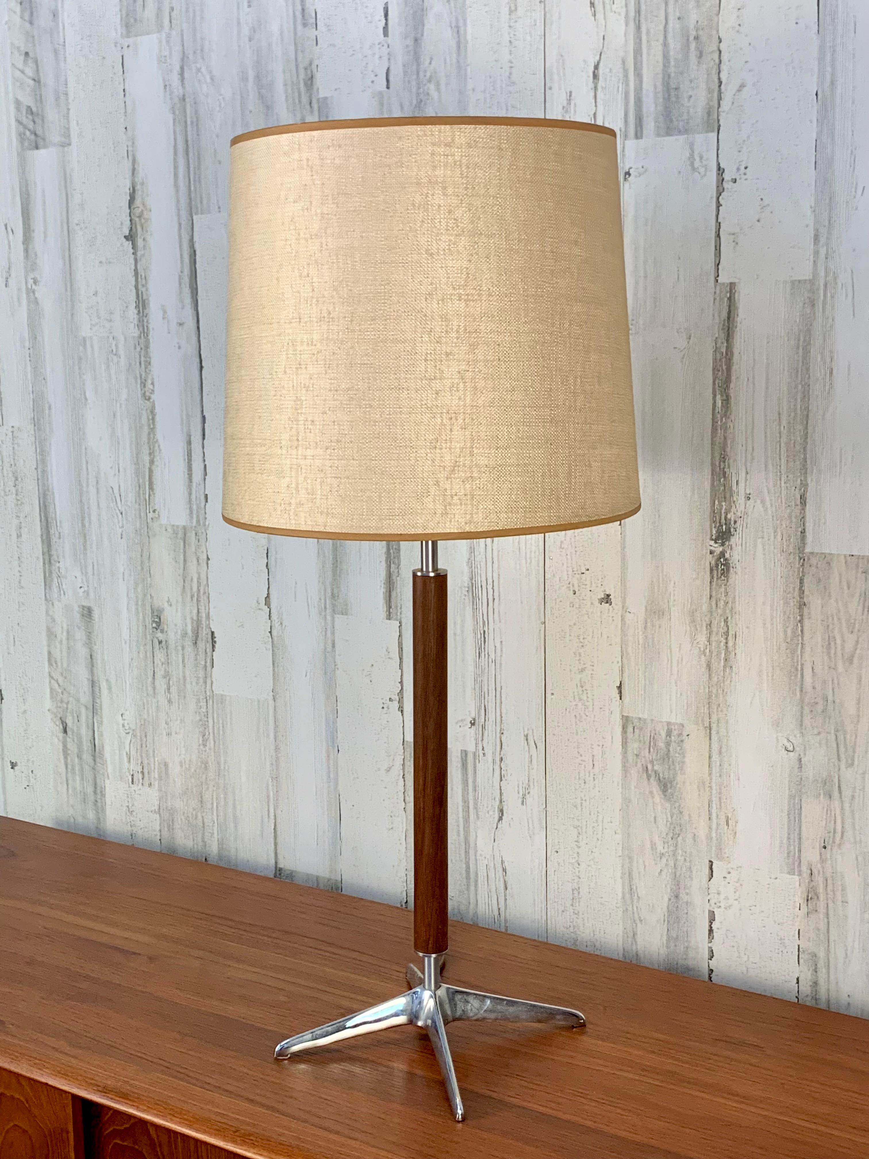 Walnut and Chrome Table Lamp by Gerald Thurston For Sale 7
