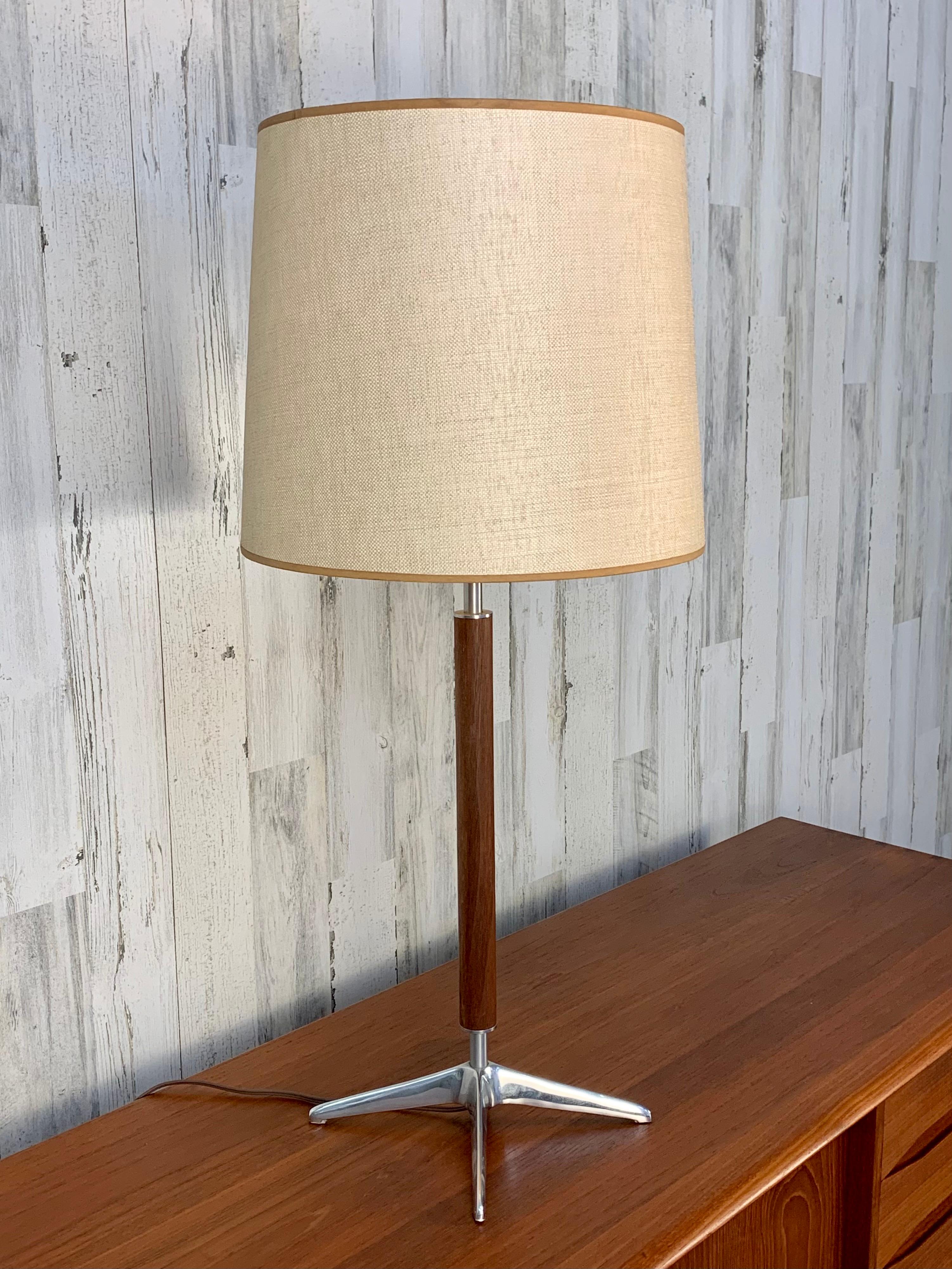 Walnut and Chrome Table Lamp by Gerald Thurston For Sale 8