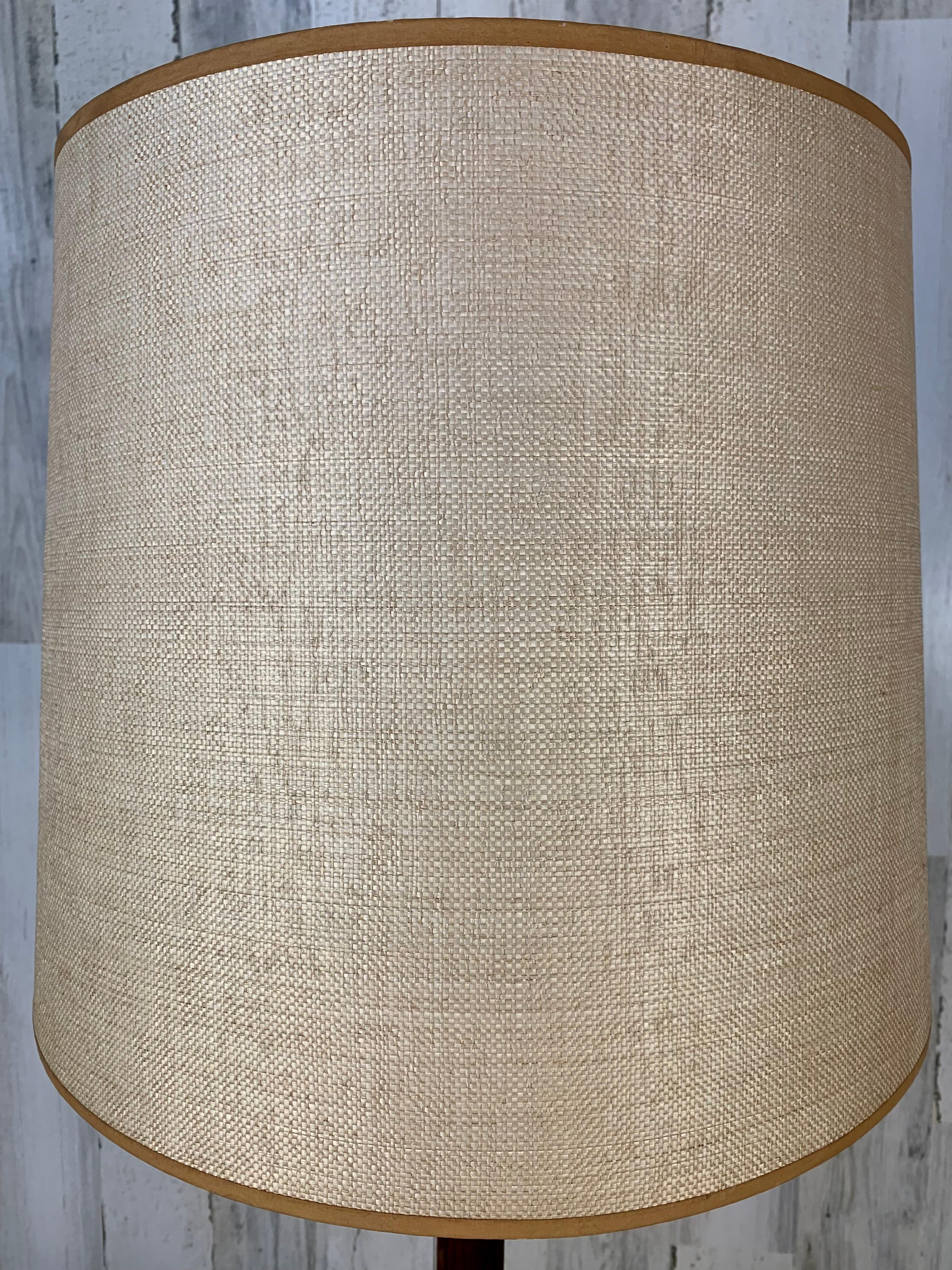 Linen Walnut and Chrome Table Lamp by Gerald Thurston For Sale