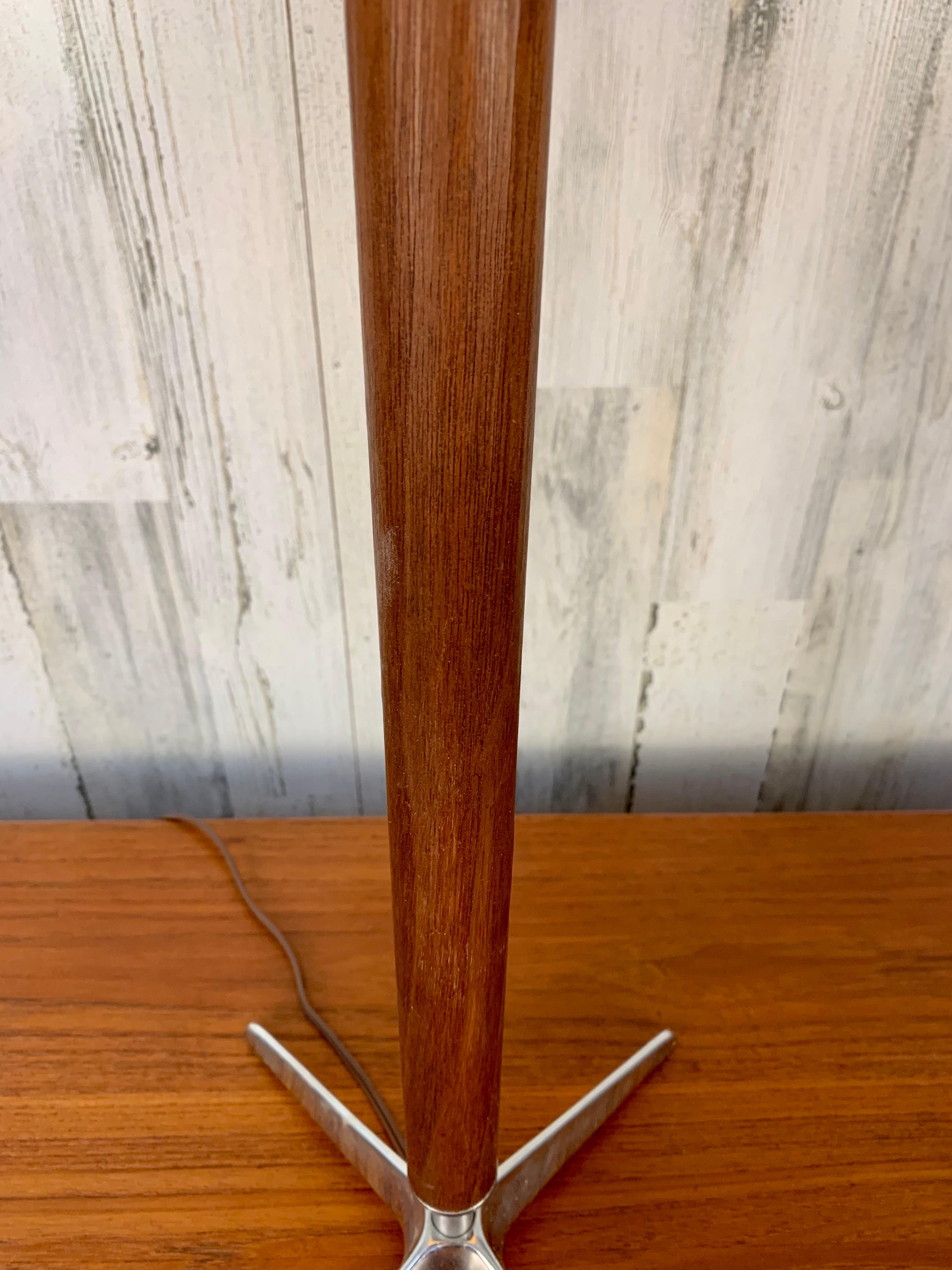 Walnut and Chrome Table Lamp by Gerald Thurston For Sale 1