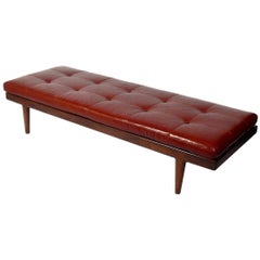 Walnut and Cognac Leather Daybed