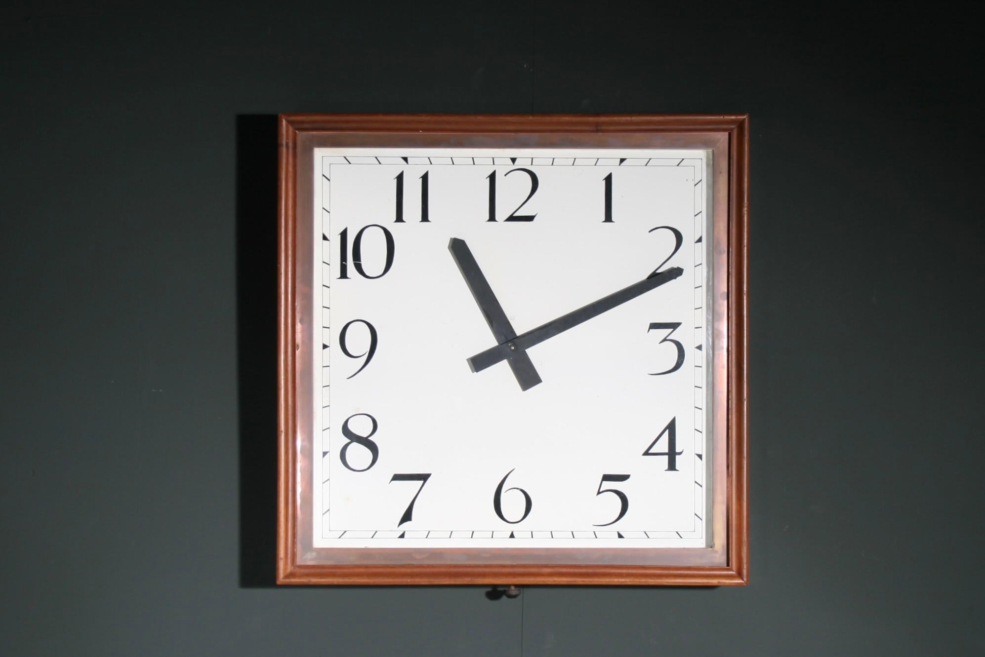 Early 20th Century Walnut and Copper Wall Clock C.1920 For Sale