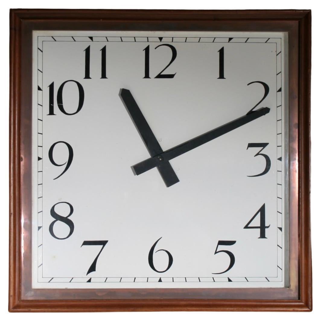 Walnut and Copper Wall Clock C.1920 For Sale