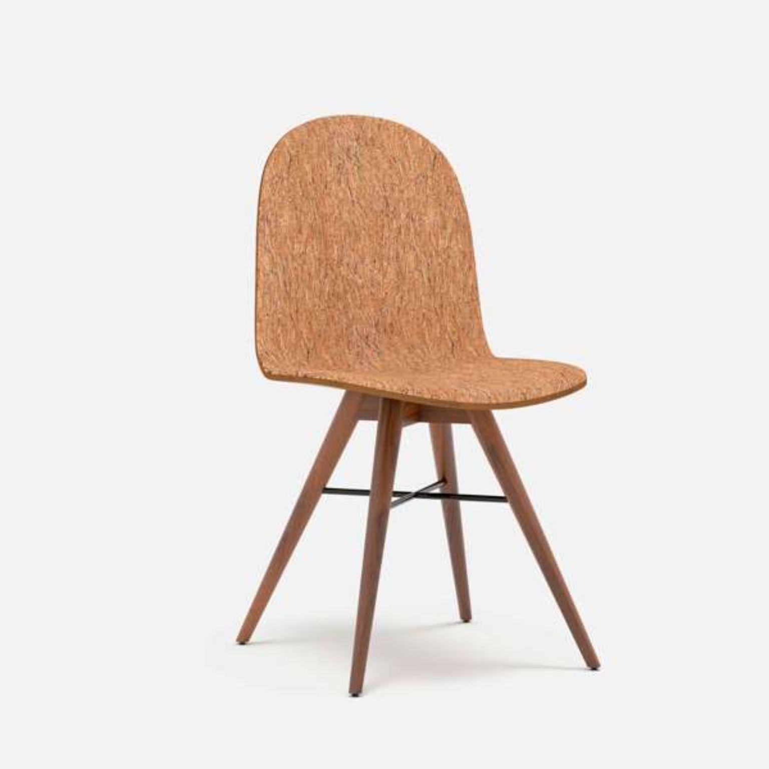 Walnut and corkfabric contemporary chair by Alexandre Caldas
Dimensions: W 40 x D 40 x H 80 cm
Materials: American walnut 100% solid wood, corkabric

Structure available in beech, ash, oak, mix wood
Seat available in fabric, leather,