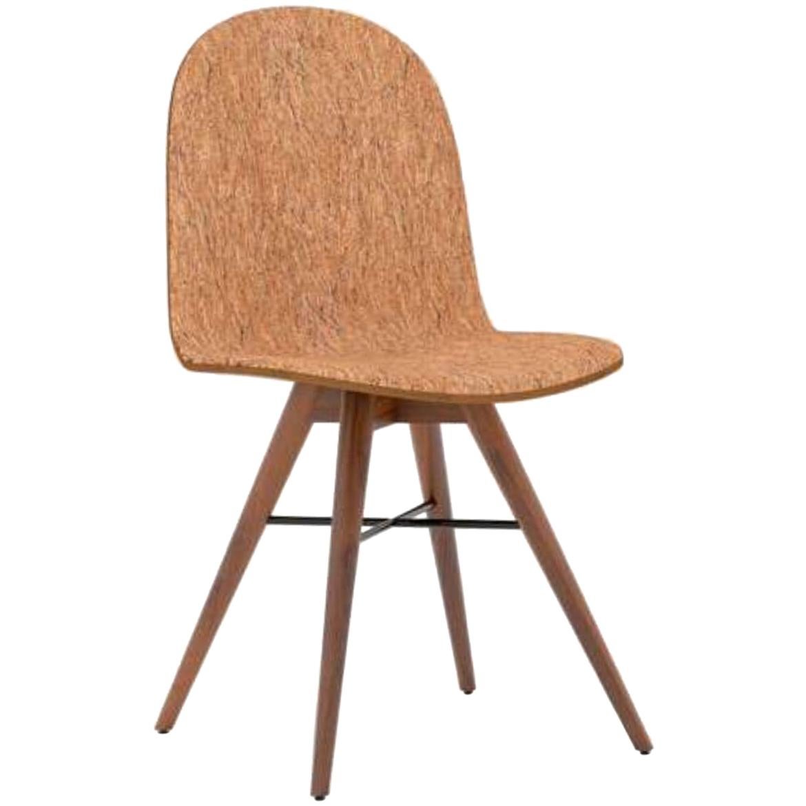 Walnut and Corkfabric Contemporary Chair by Alexandre Caldas
