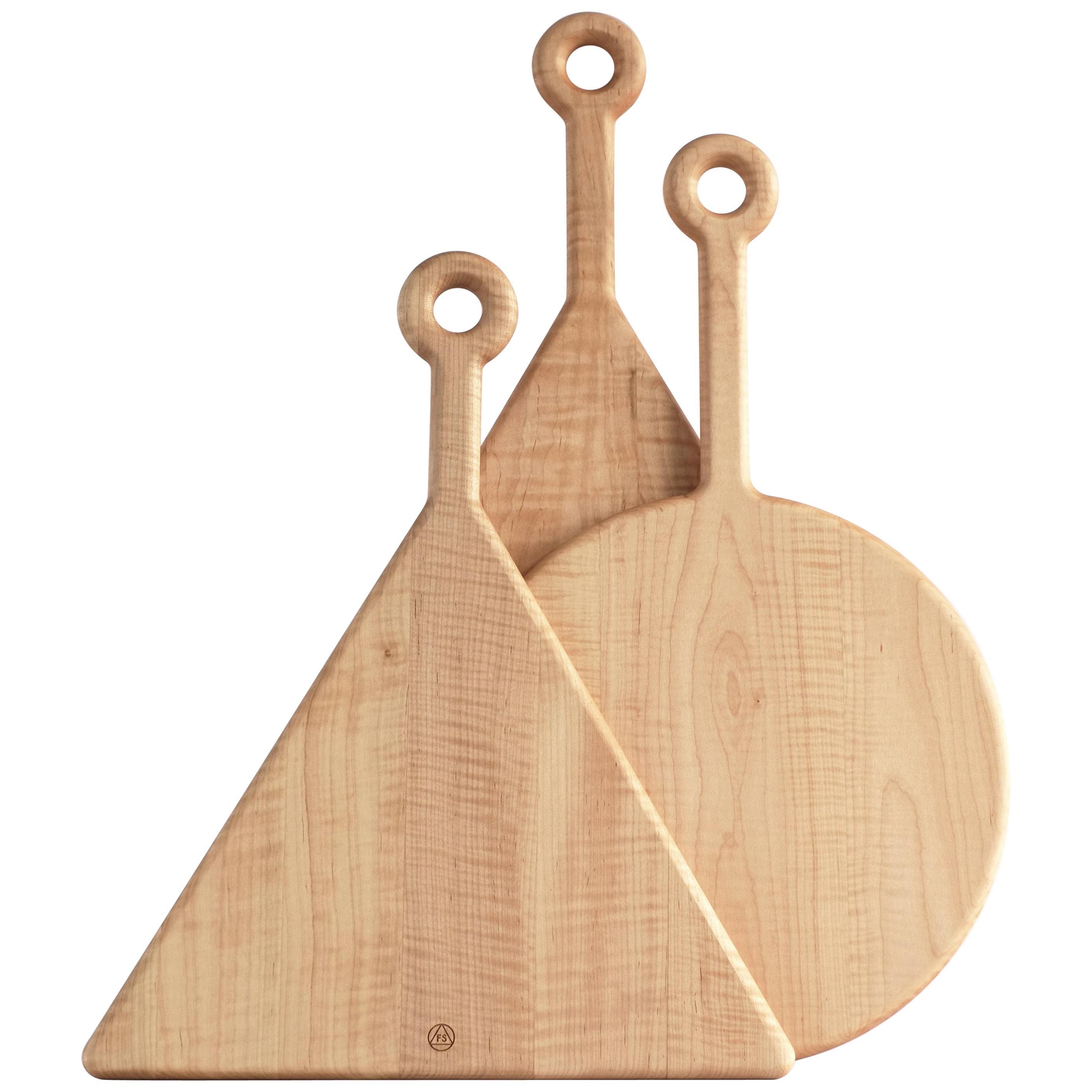 Walnut and Curly Maple Plank Cutting Boards by Fort Standard, in Stock