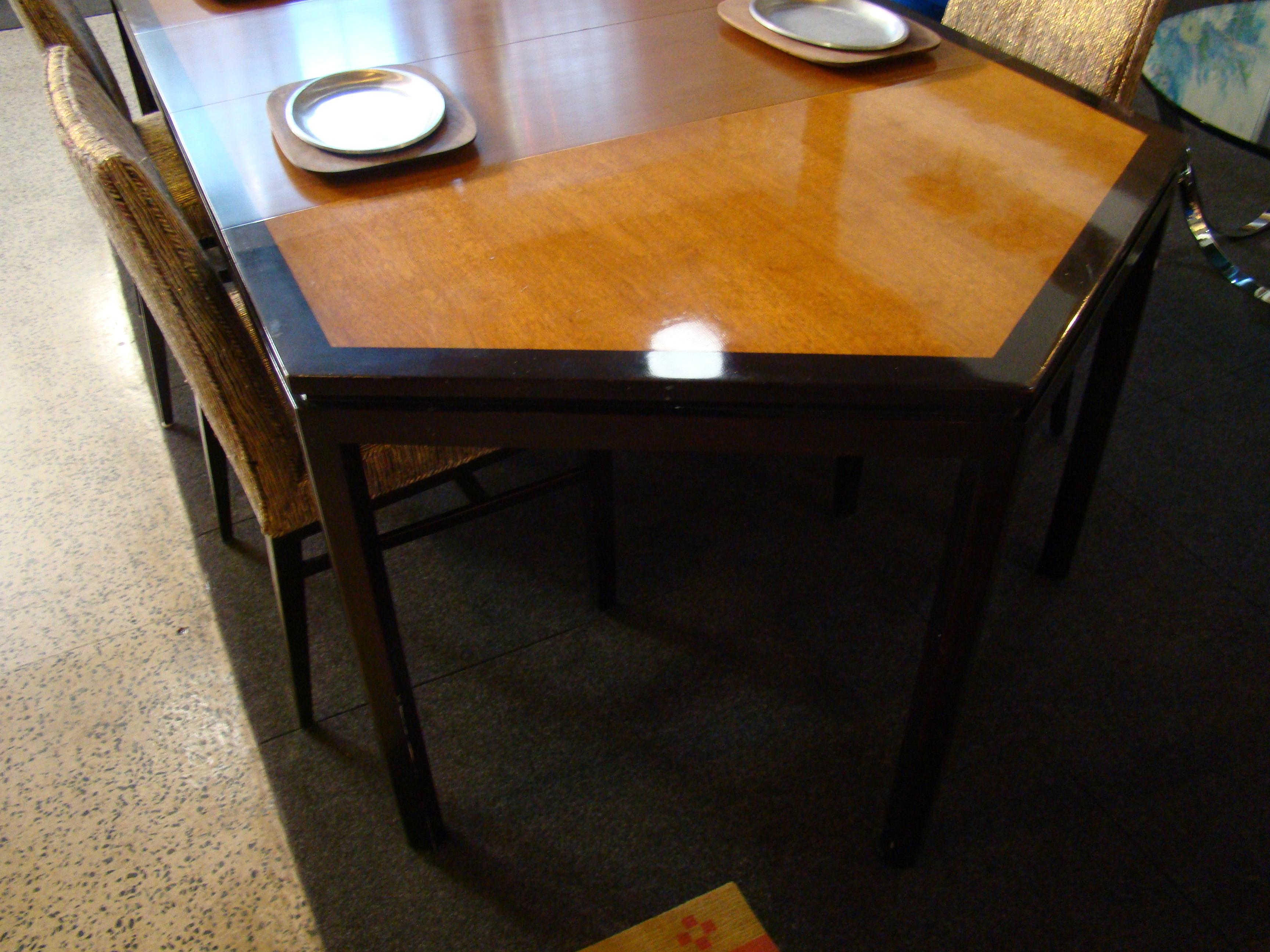 Walnut and Ebonized Mahogany Hex Dining Table by Edward Wormley for Dunbar 1