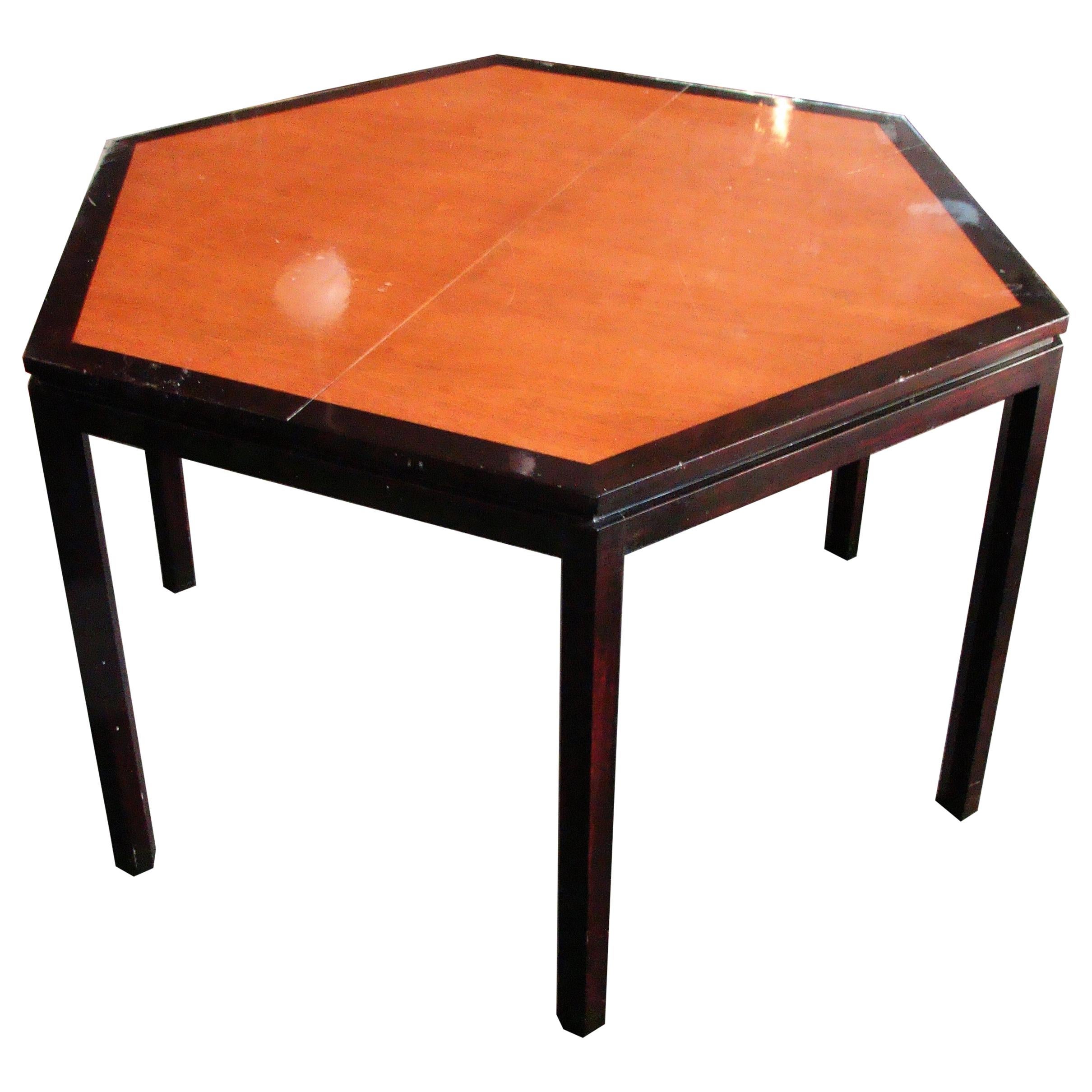 Walnut and Ebonized Mahogany Hex Dining Table by Edward Wormley for Dunbar