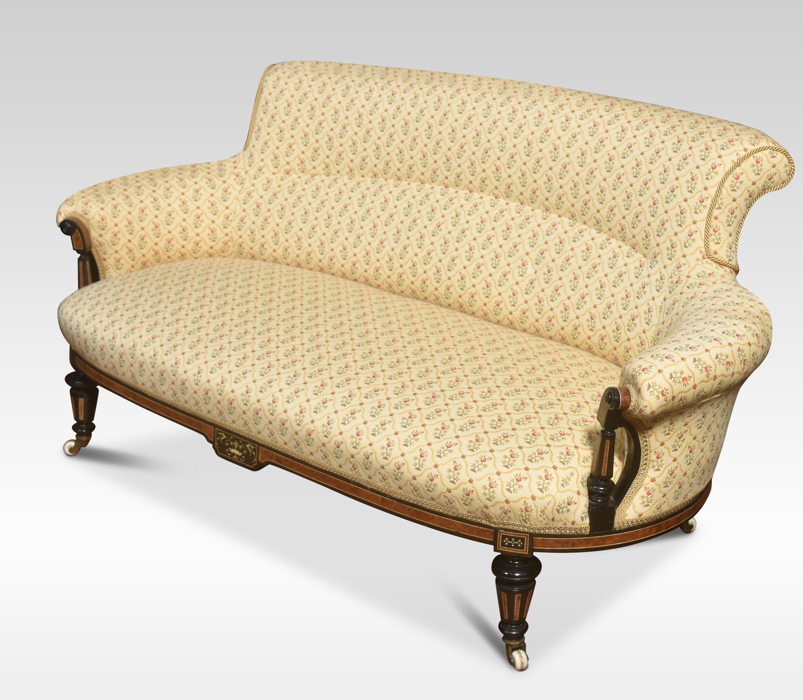Zweisitzer-Sofa mit Rahmen aus Nussbaum und Ebenholz (19. Jahrhundert) im Angebot