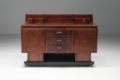 Walnut and Ebony Rare Sculptural Dutch Art Deco Sideboard