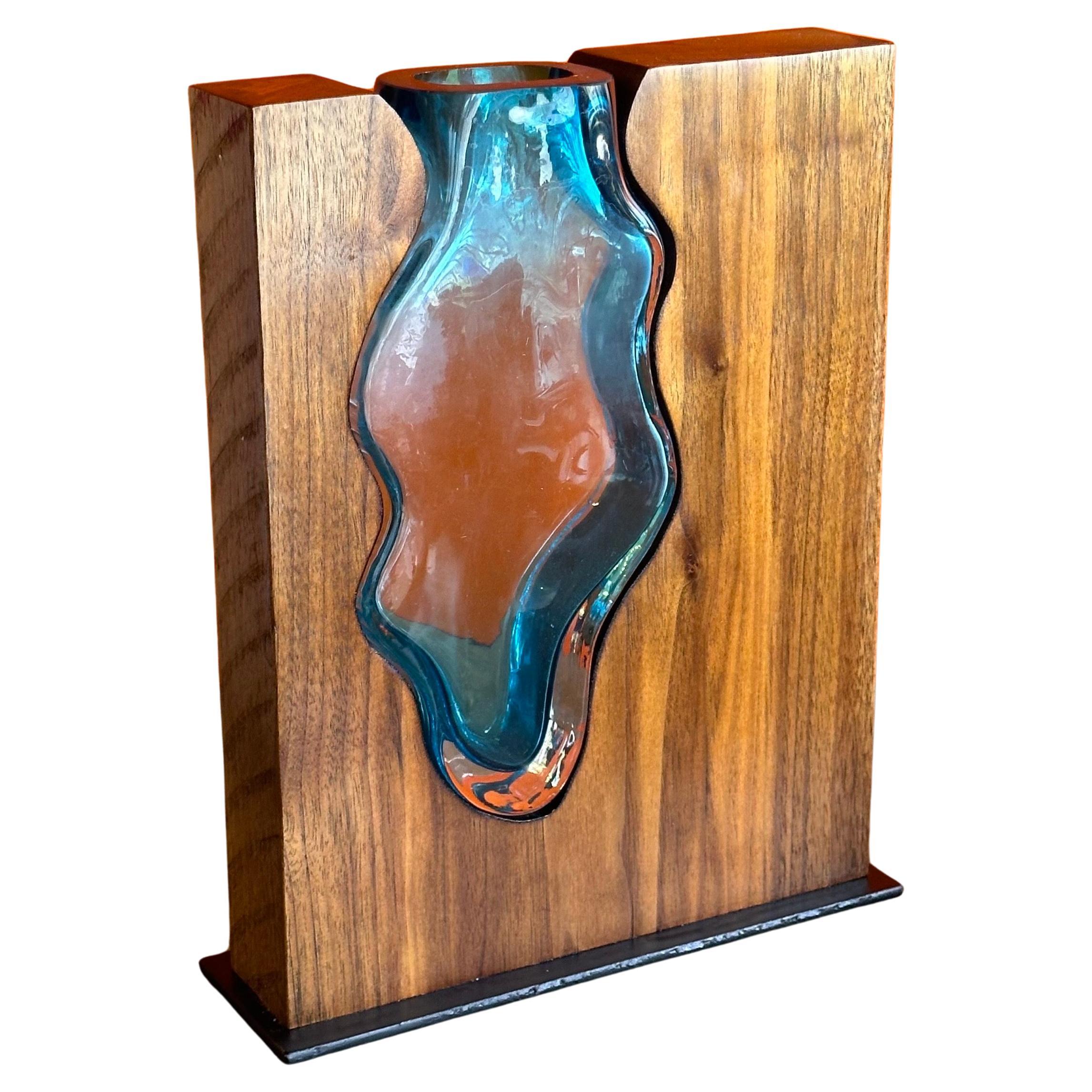 Walnut and Emerald Art Glass Vase by Scott Slagerman For Sale 10
