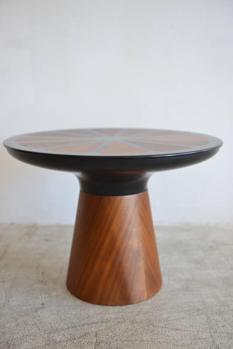 American Walnut and Enameled Side Table with Petal Motif Top by Frank Rohloff, circa 1969