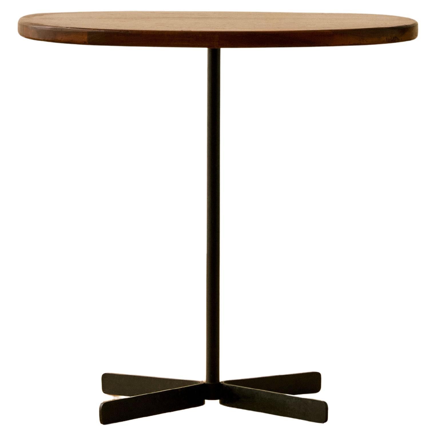 Walnut and Enameled Steel Side Table by Allan Gould For Sale