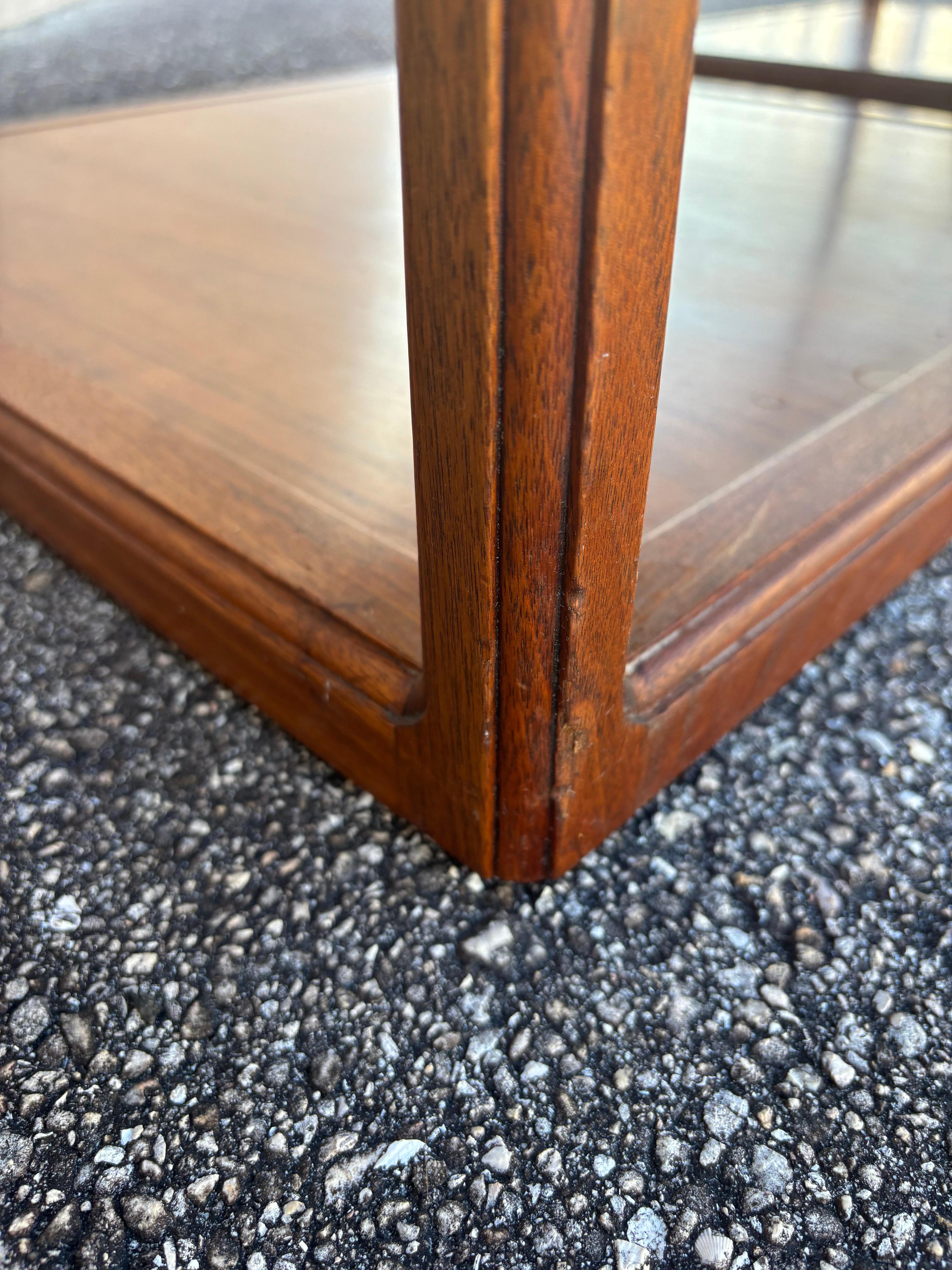 Walnut and Etched Brass side tables by Harry Lunstead For Sale 3