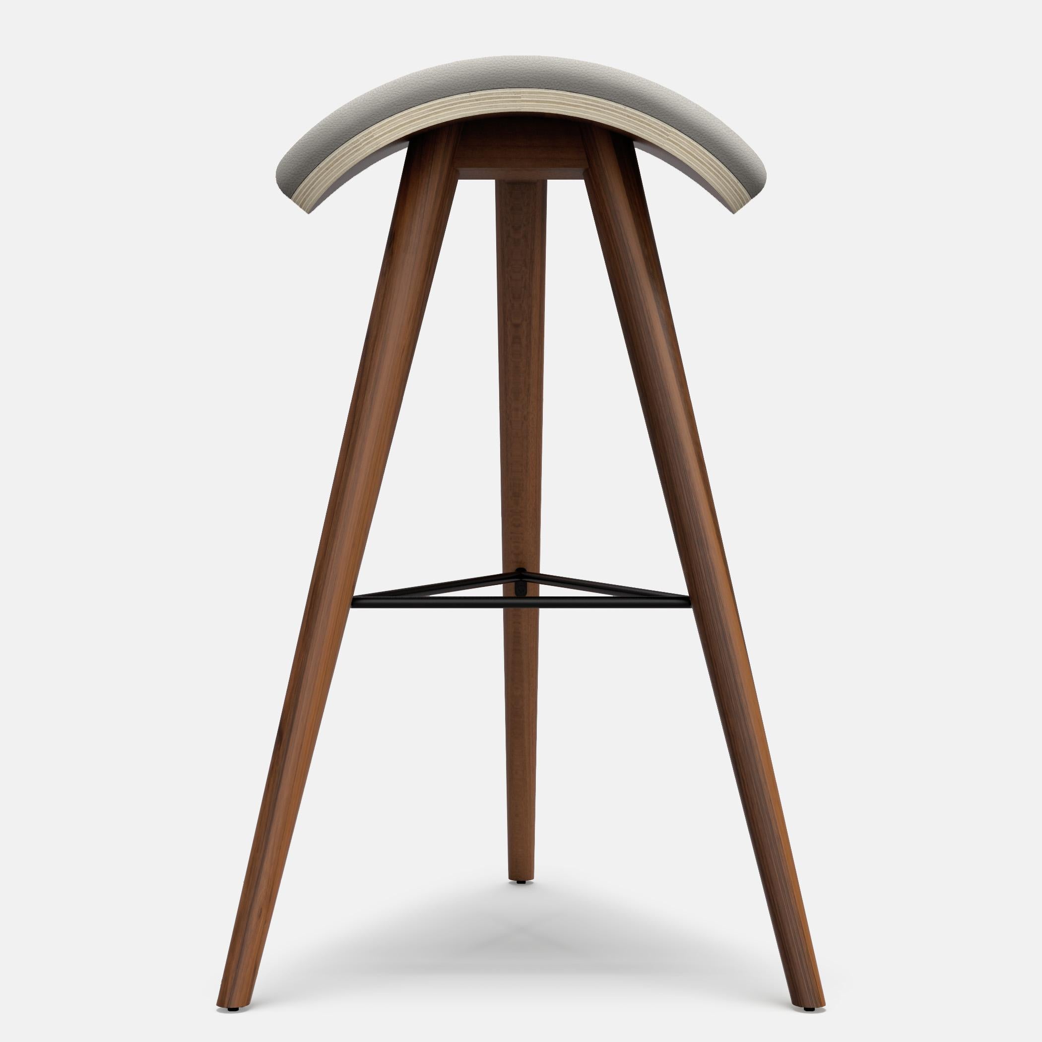 Walnut and fabric horse high stool by Alexandre Caldas
Dimensions: W 50 x D 55 x H 79 cm
Materials: Walnut, fabric

Structure also available in beech, ash, oak, mix wood
Seat also available in fabric, leather, corkfabric
 