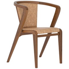 Chaise en noyer et tissu racines portugaises d'Alexandre Caldas