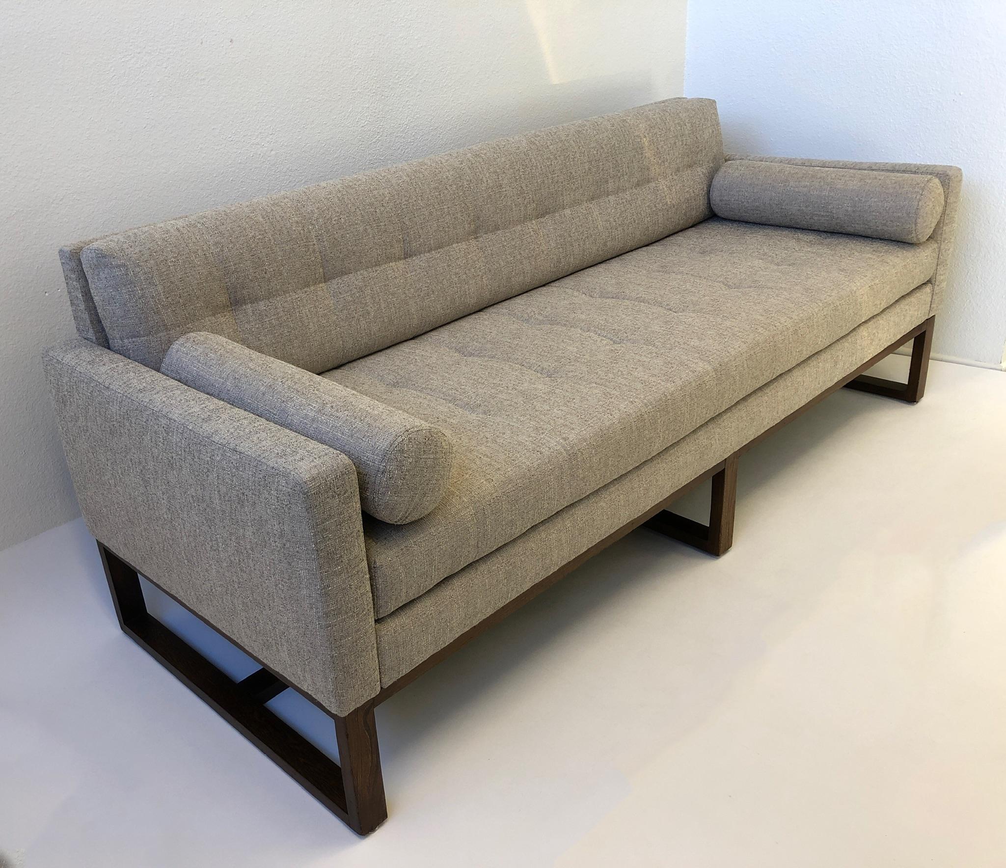 Walnut and Fabric Sofa For Sale 5