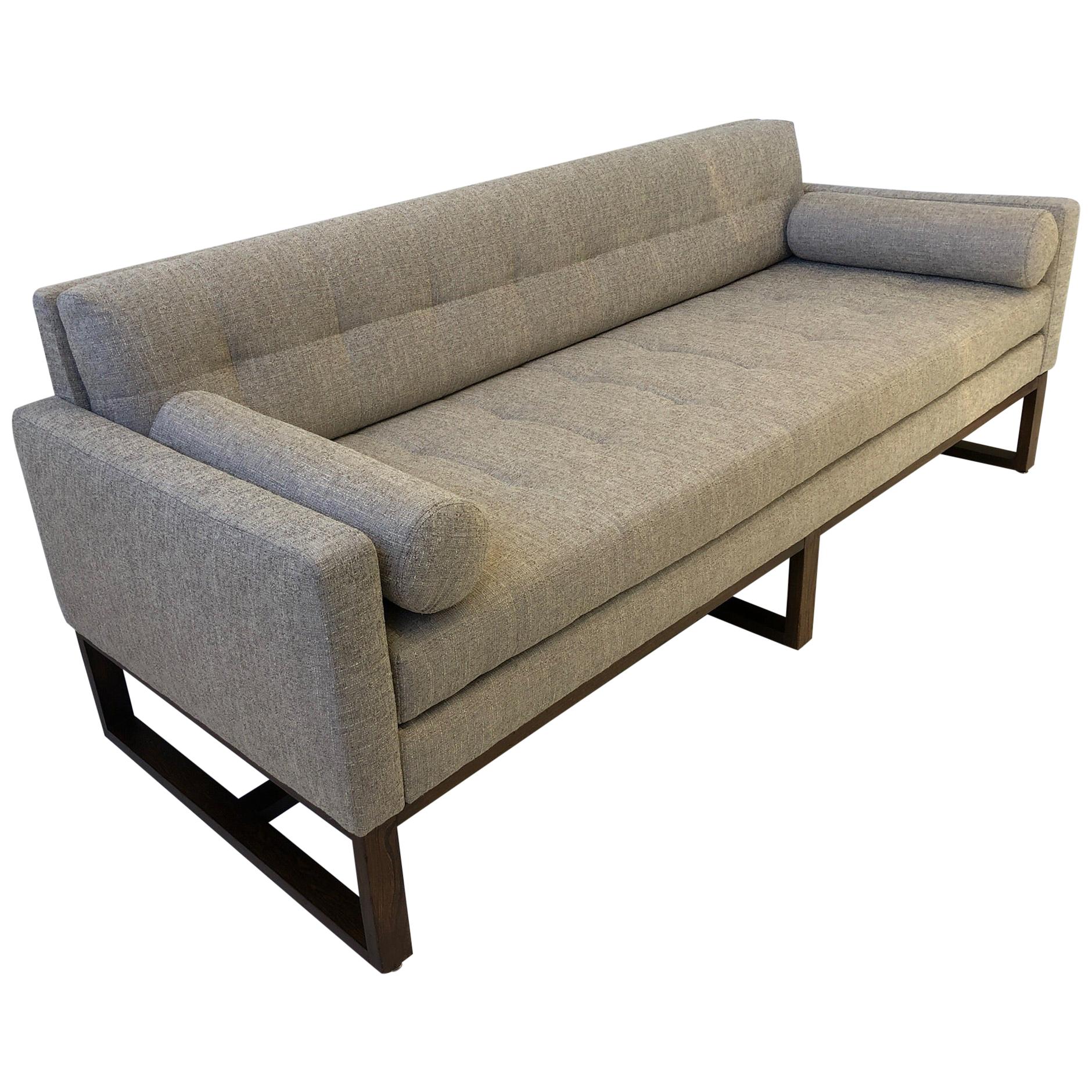 Walnut and Fabric Sofa For Sale