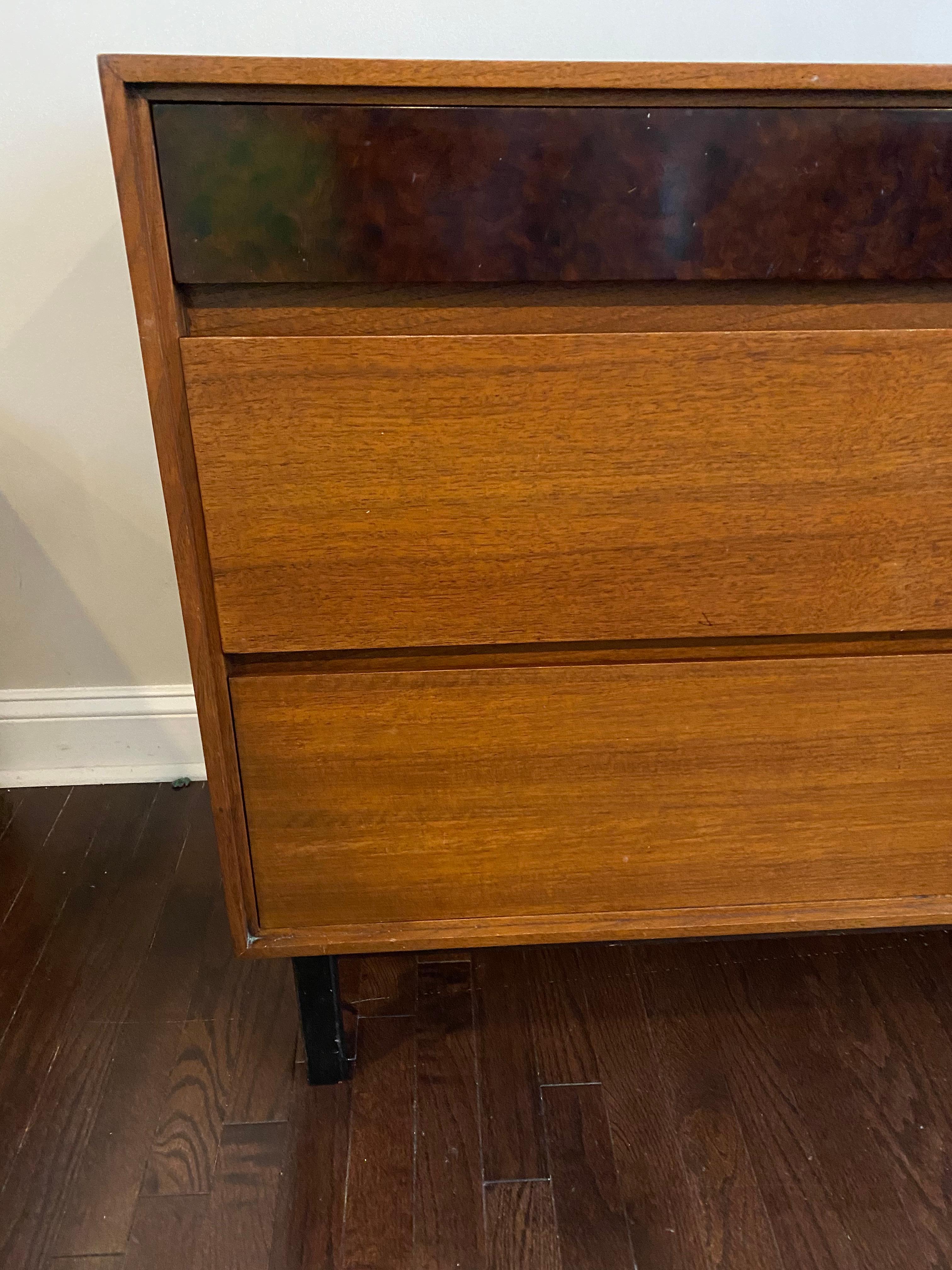 Woodwork Walnut and Faux Burl Mid-Century Sideboard by John Stuart for Mt. Airy For Sale
