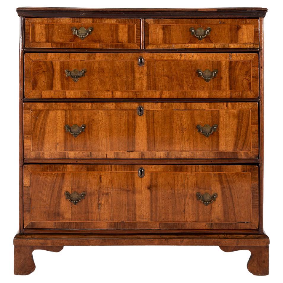 Walnut and Feather Banded Chest of Drawers For Sale