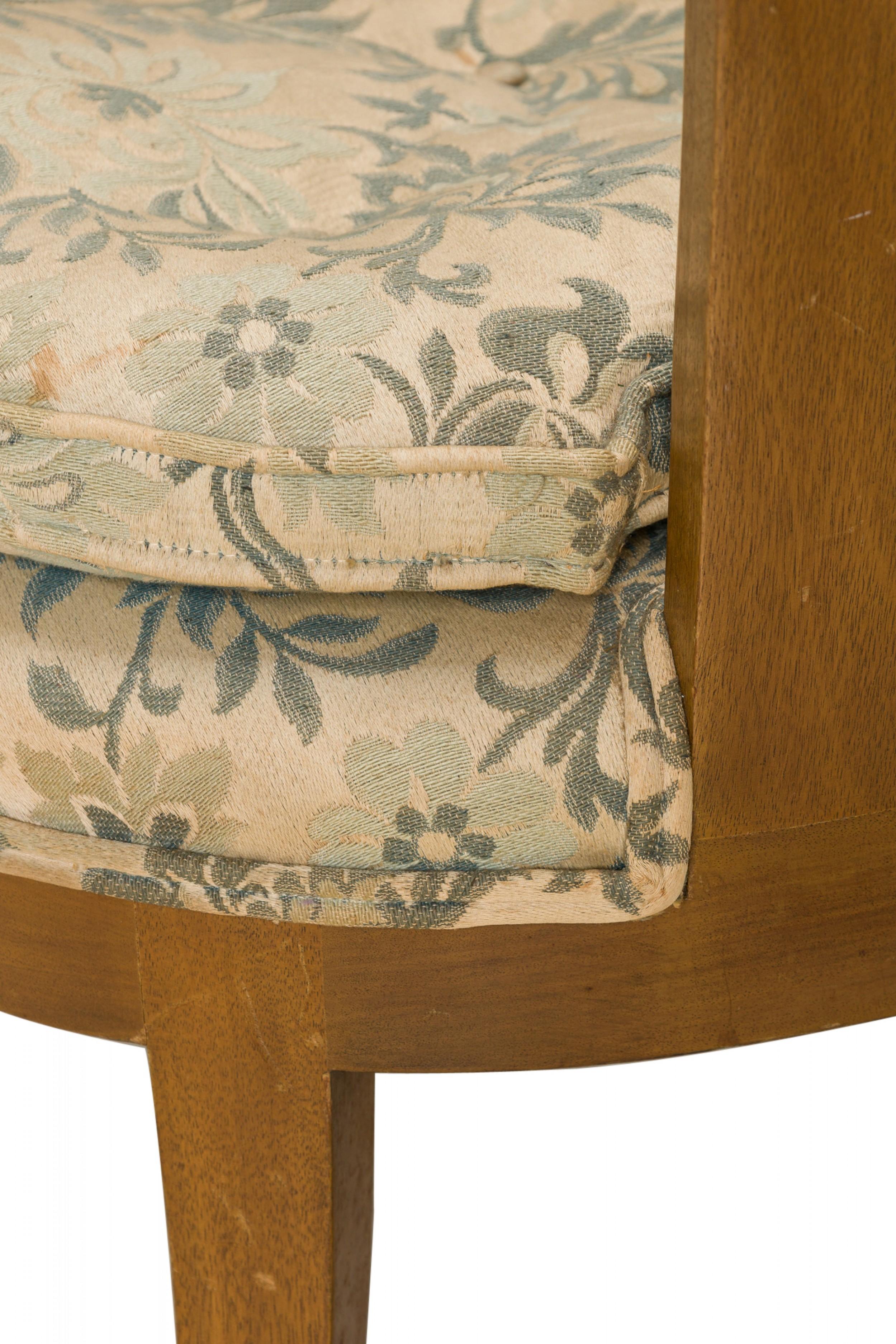20th Century Walnut and Floral Fabric Upholstery Spoon Back Side Chair For Sale
