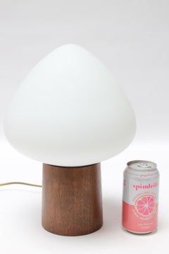 Walnut and Frosted Glass Laurel 'Mushroom' Table Lamp