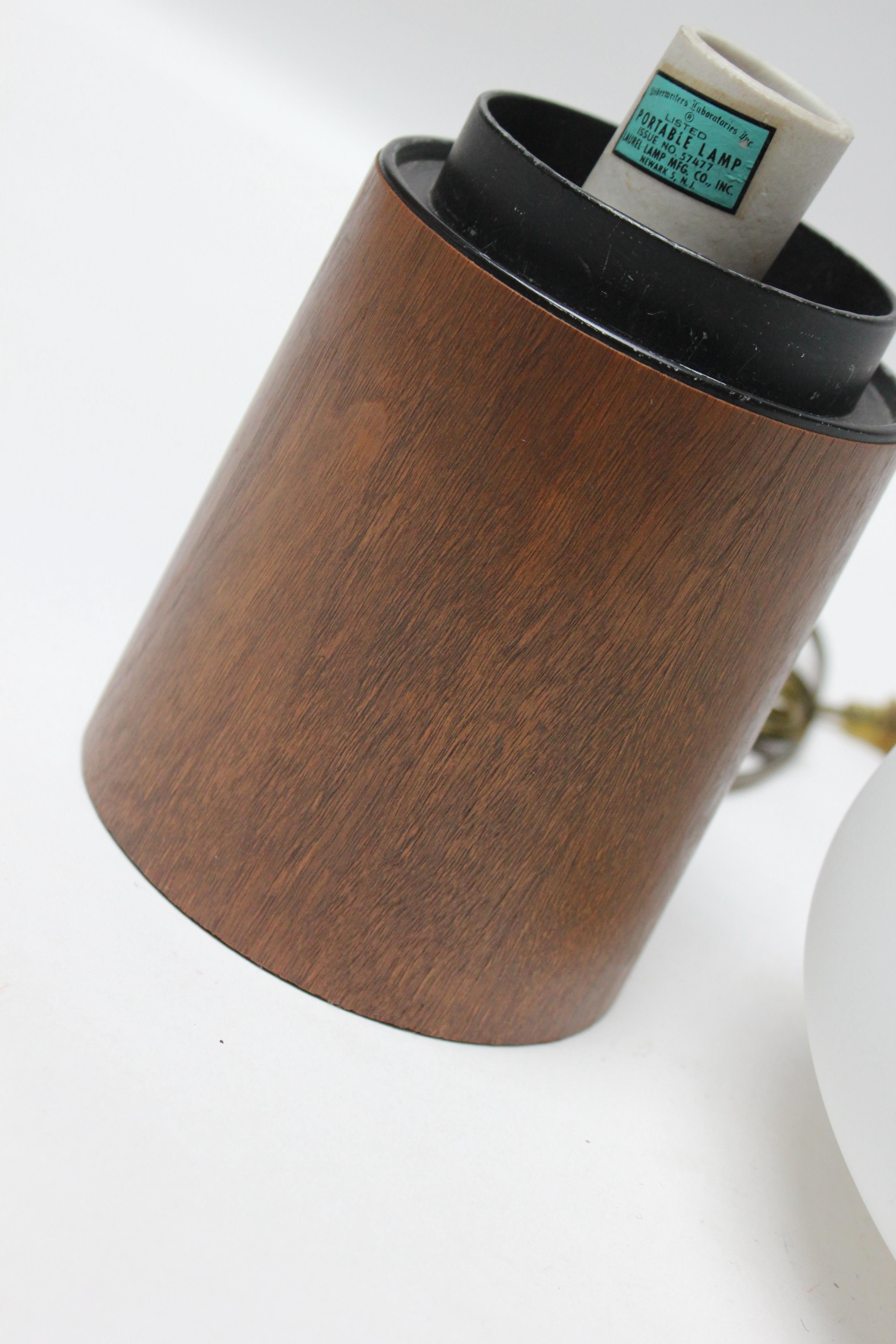 American Walnut and Frosted Glass Laurel 'Mushroom' Table Lamp
