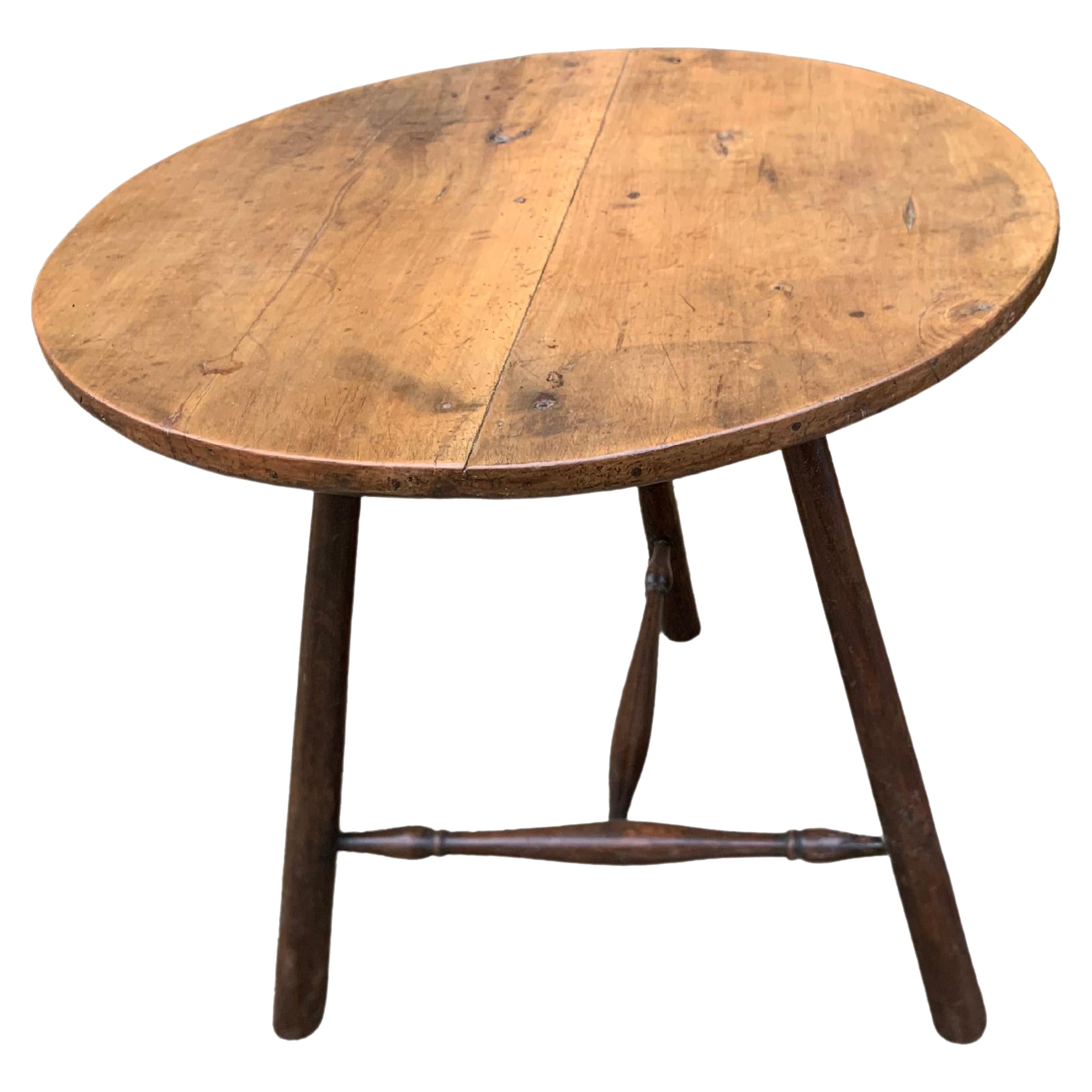 Walnut and Fruitwood Cricket Table of Windsor Style