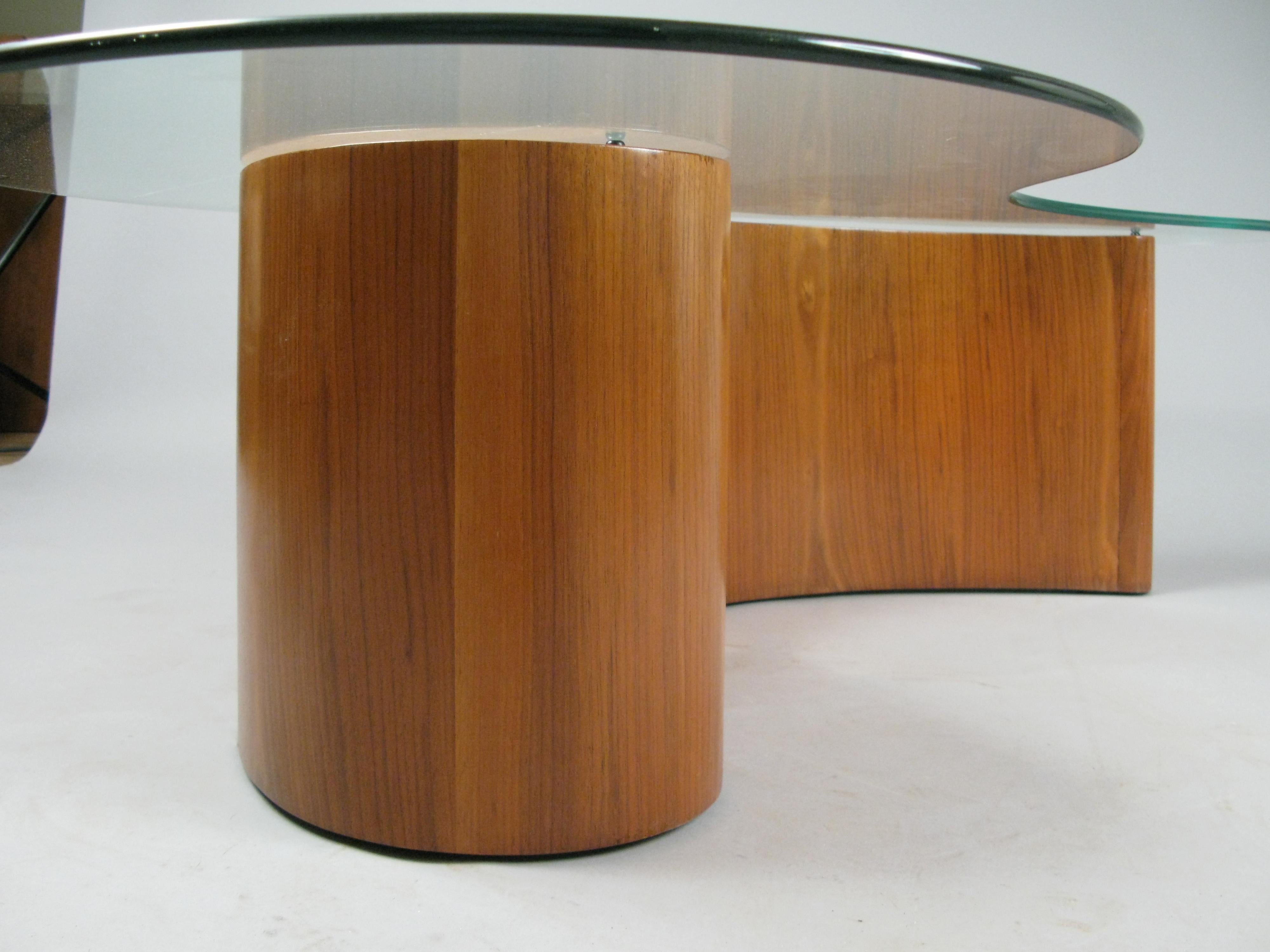 American Walnut and Glass Apostrophe Table by Vladimir Kagan