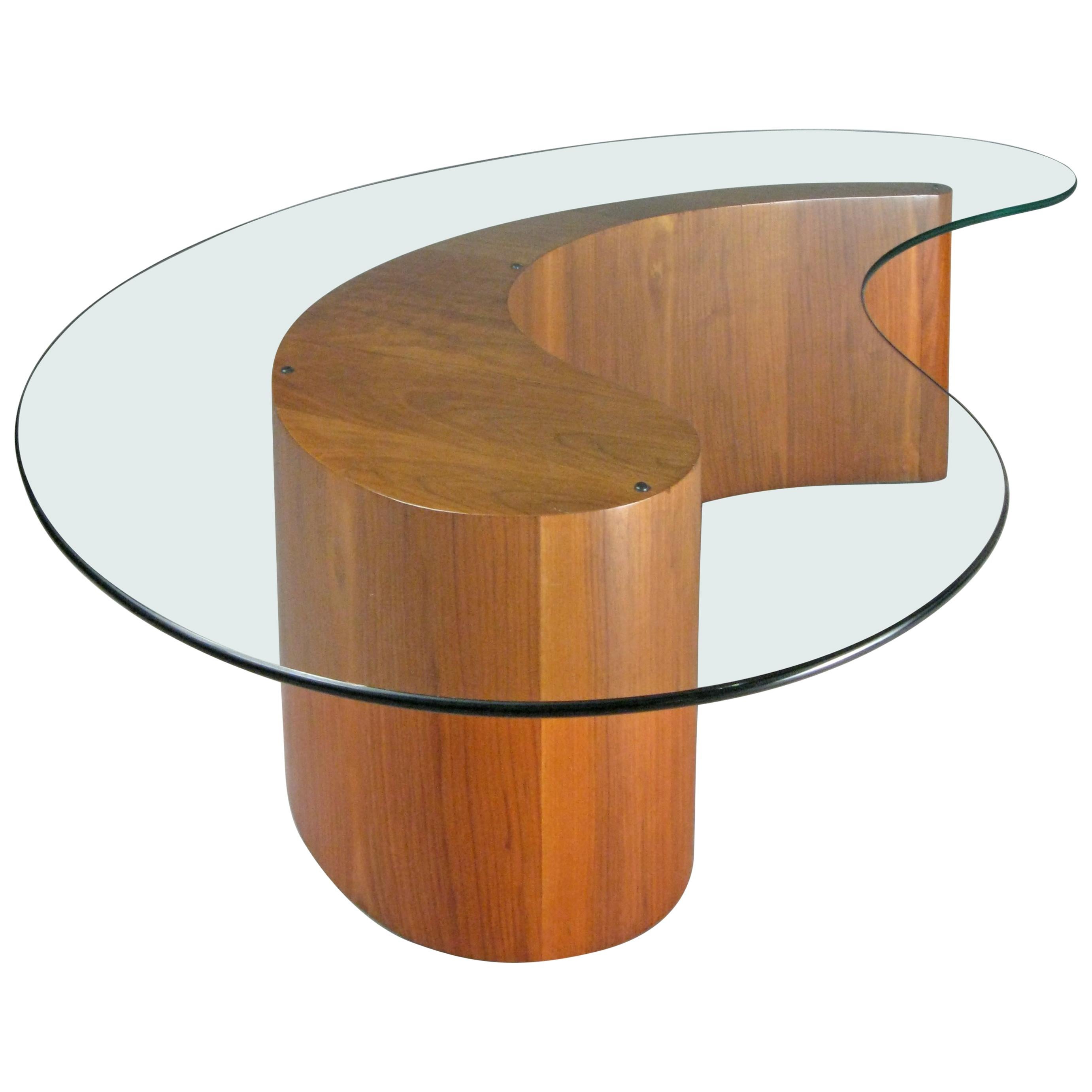 Walnut and Glass Apostrophe Table by Vladimir Kagan