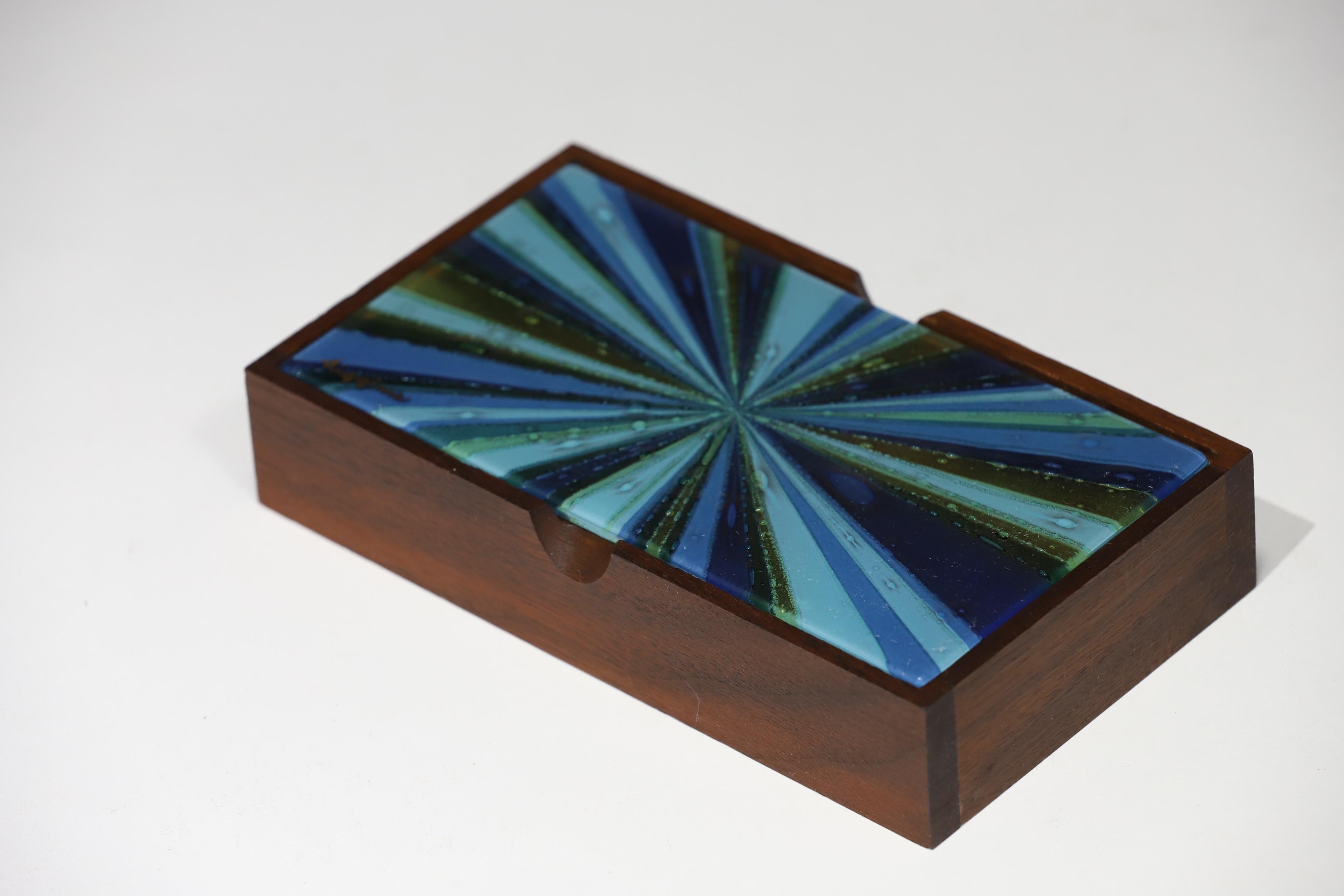 Mid-Century Modern Walnut and Glass Box by Higgins