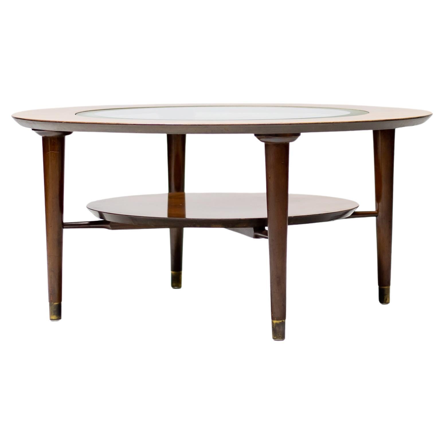 Walnut and Glass Coffee Table, Italy, 1955 For Sale