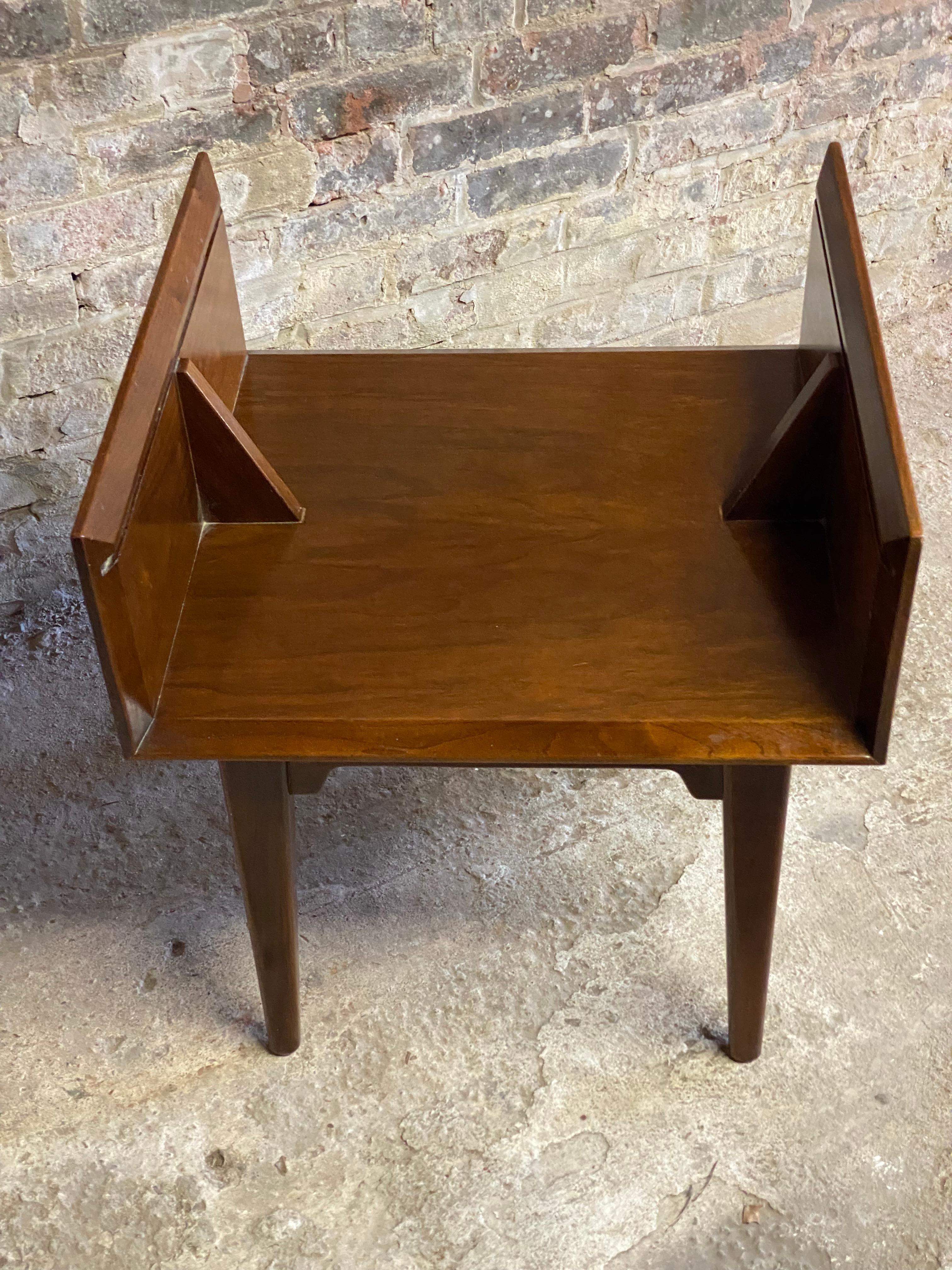 Walnut and Glass Mid-Century Modern End Table 1