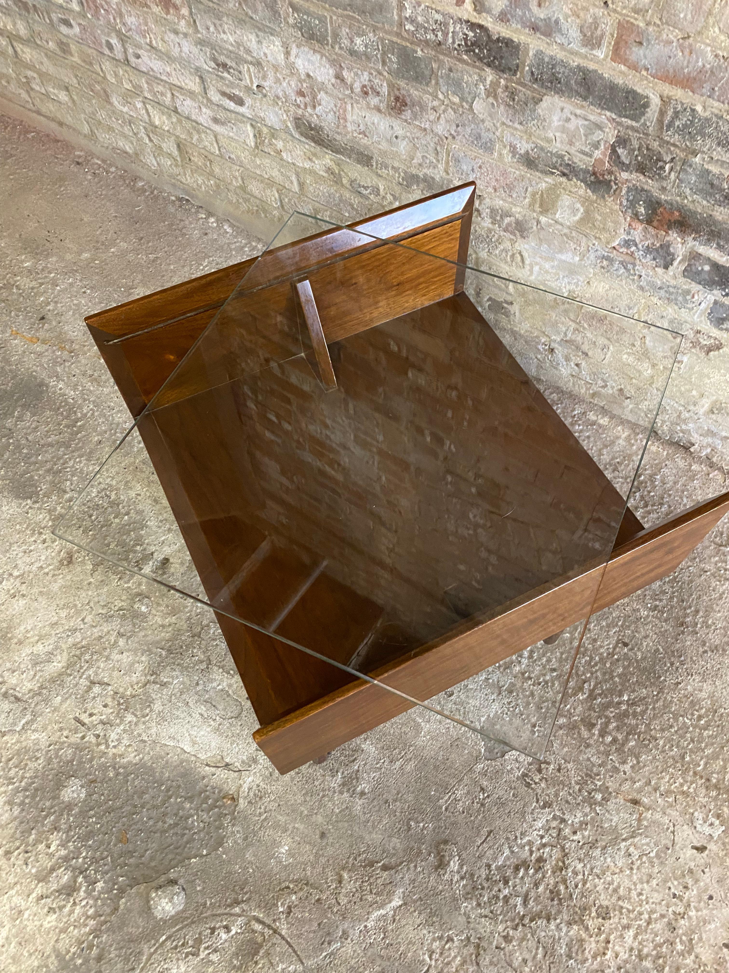 Walnut and Glass Mid-Century Modern End Table 2