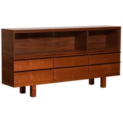 Walnut and Glass Sideboard, Norway, 1980s
