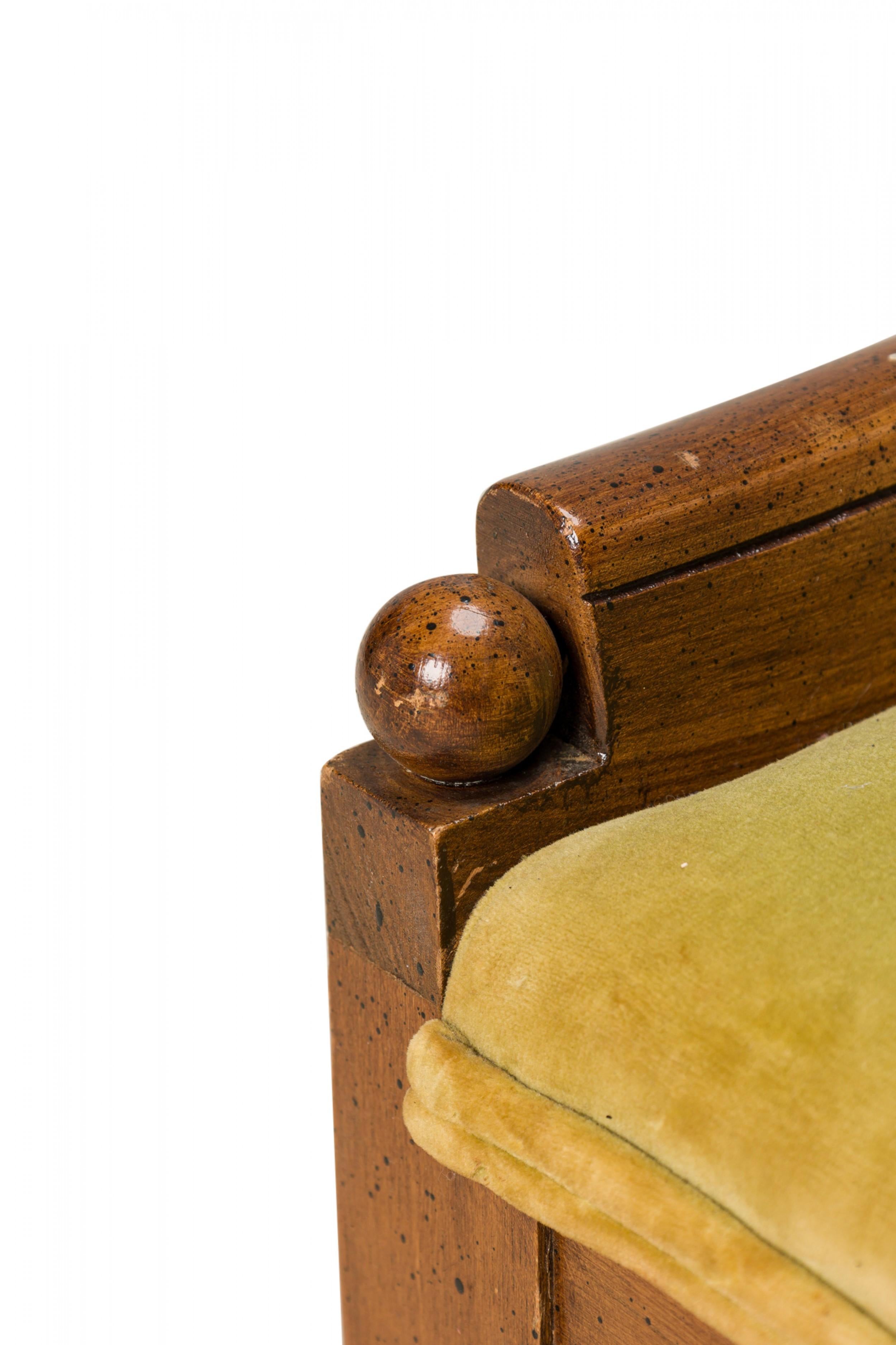Walnut and Green Velvet Upholstery Spoon Back Side Chair For Sale 1