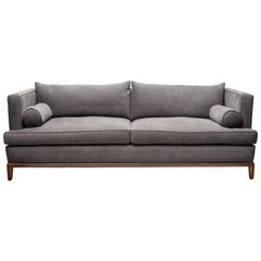 Walnut and Grey Franklin Sofa by Lawson-Fenning