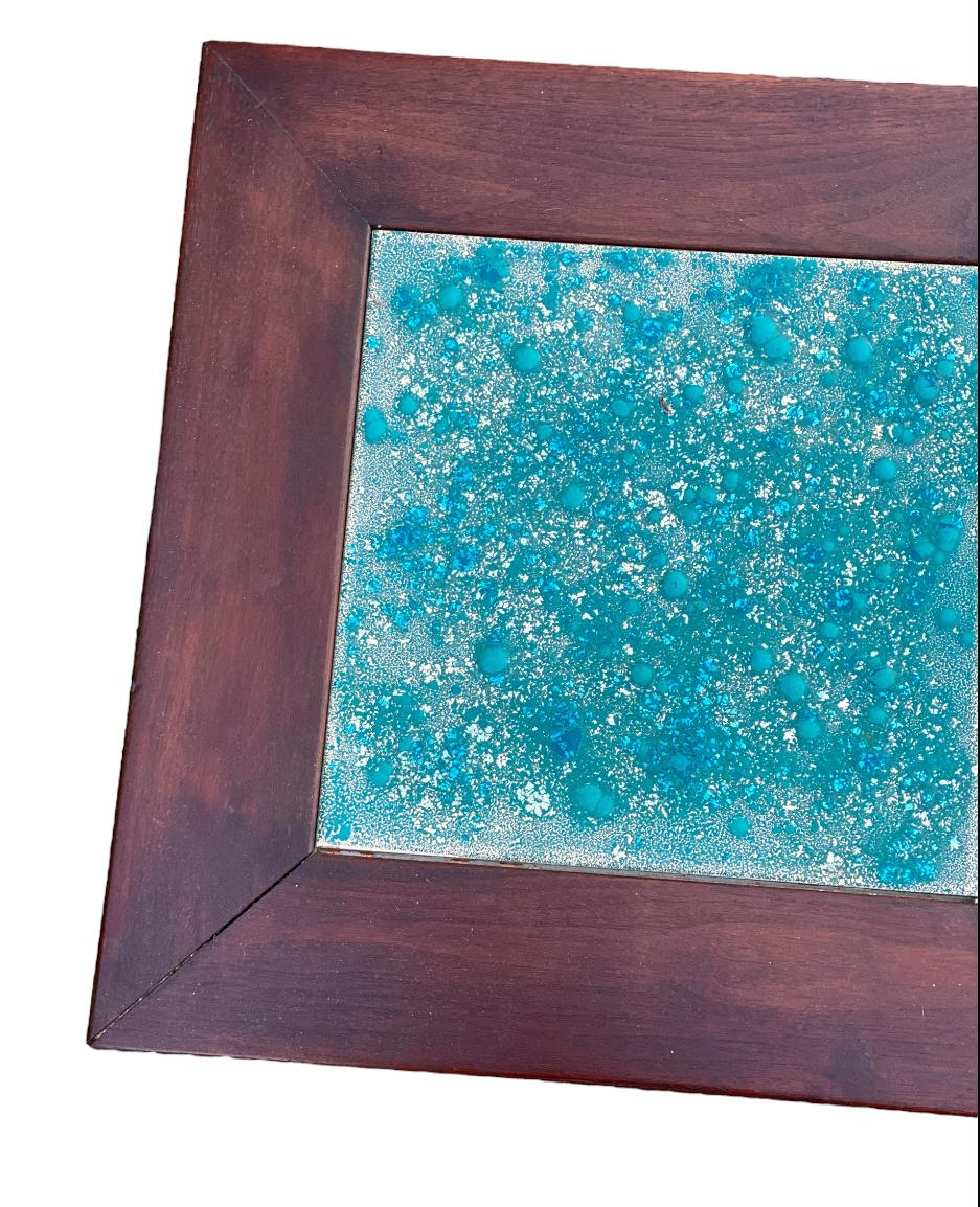 American Walnut and Hand-painted Copper Side Tables by John Keal for Brown Saltman For Sale